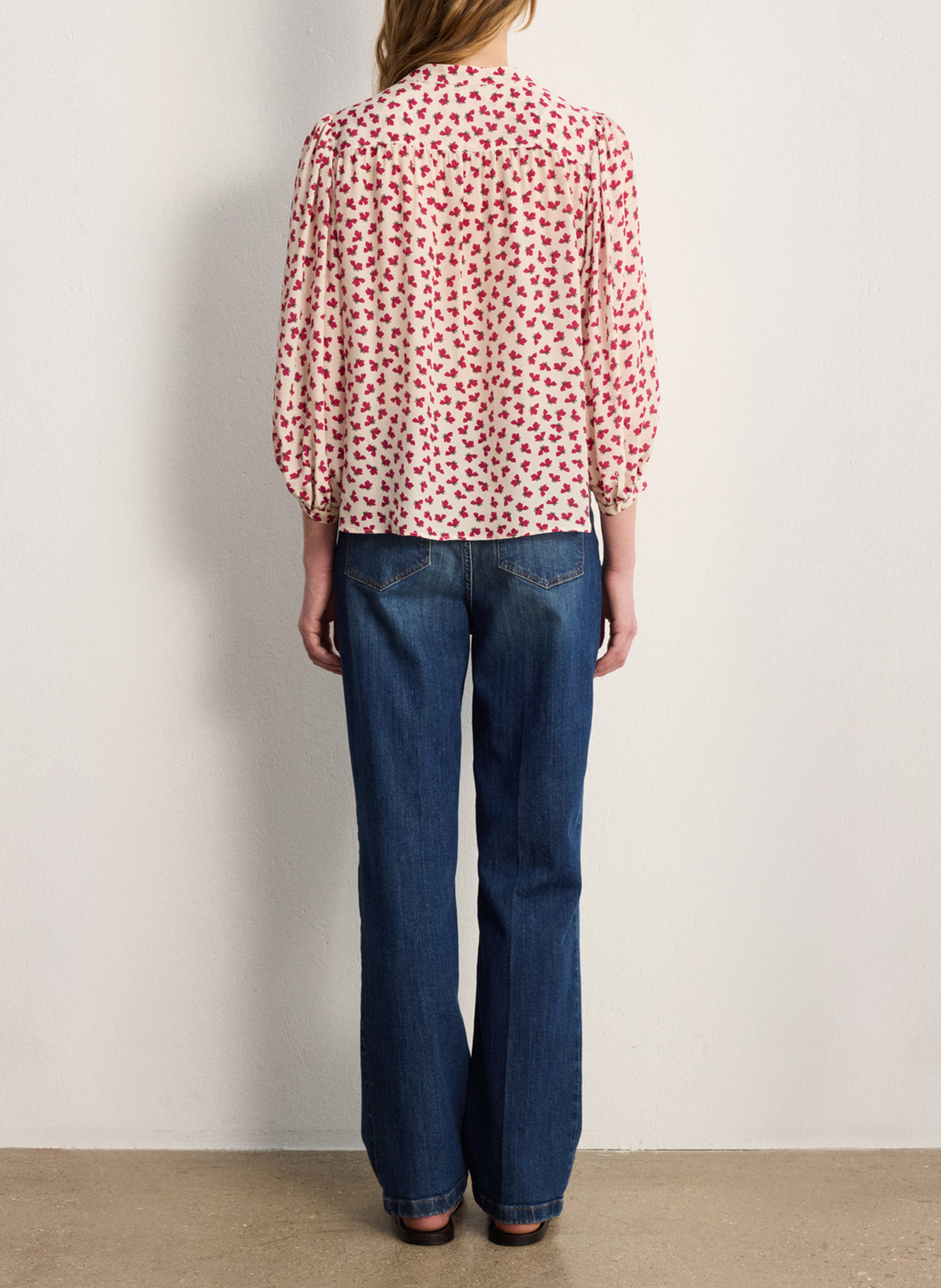 Straight printed round-neck shirt PABLO Beige