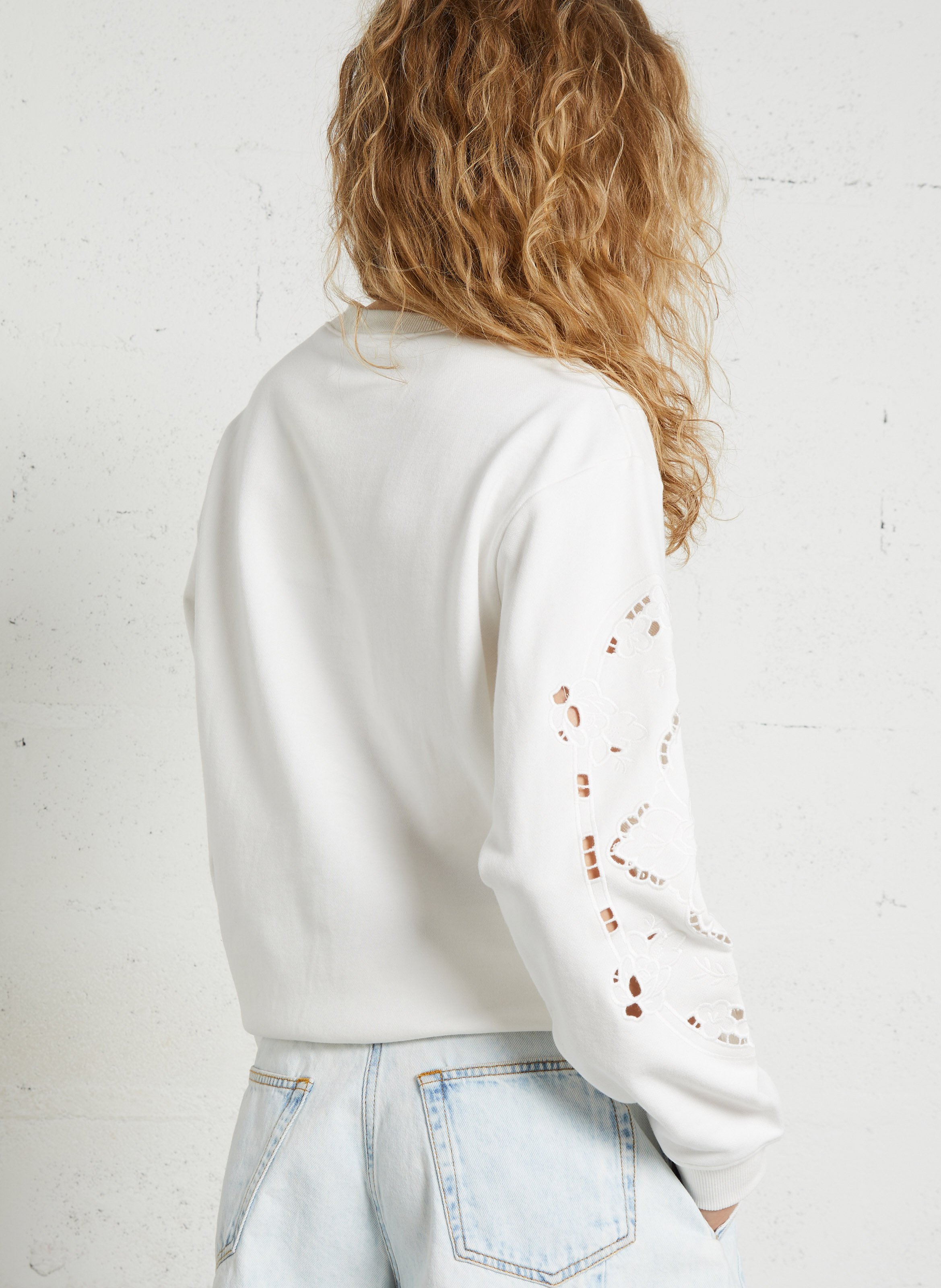 Oversized, katoenen sweater met ronde hals BERENICE Wit