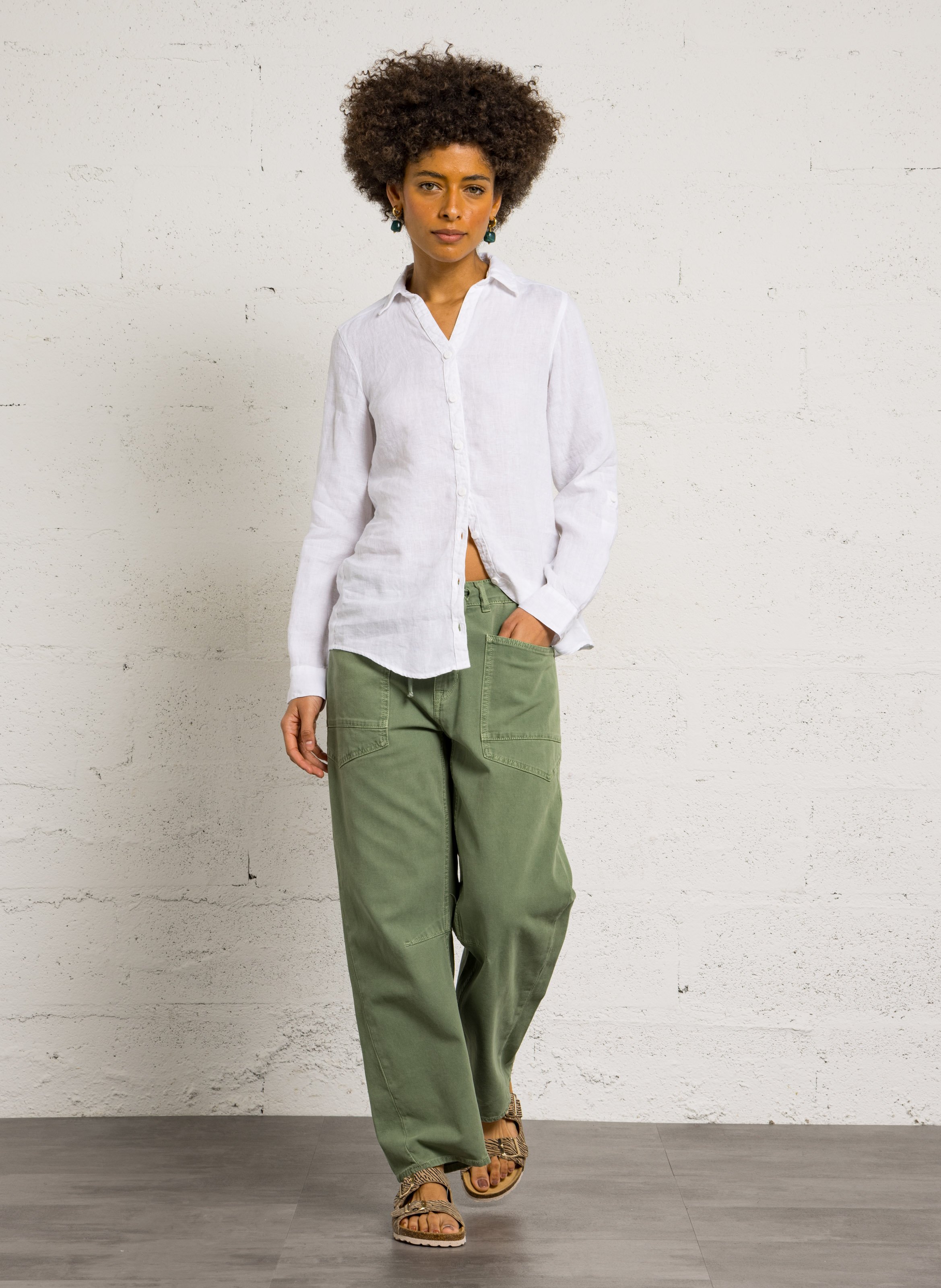 Chino van katoenmix LE TEMPS DES CERISES Groen