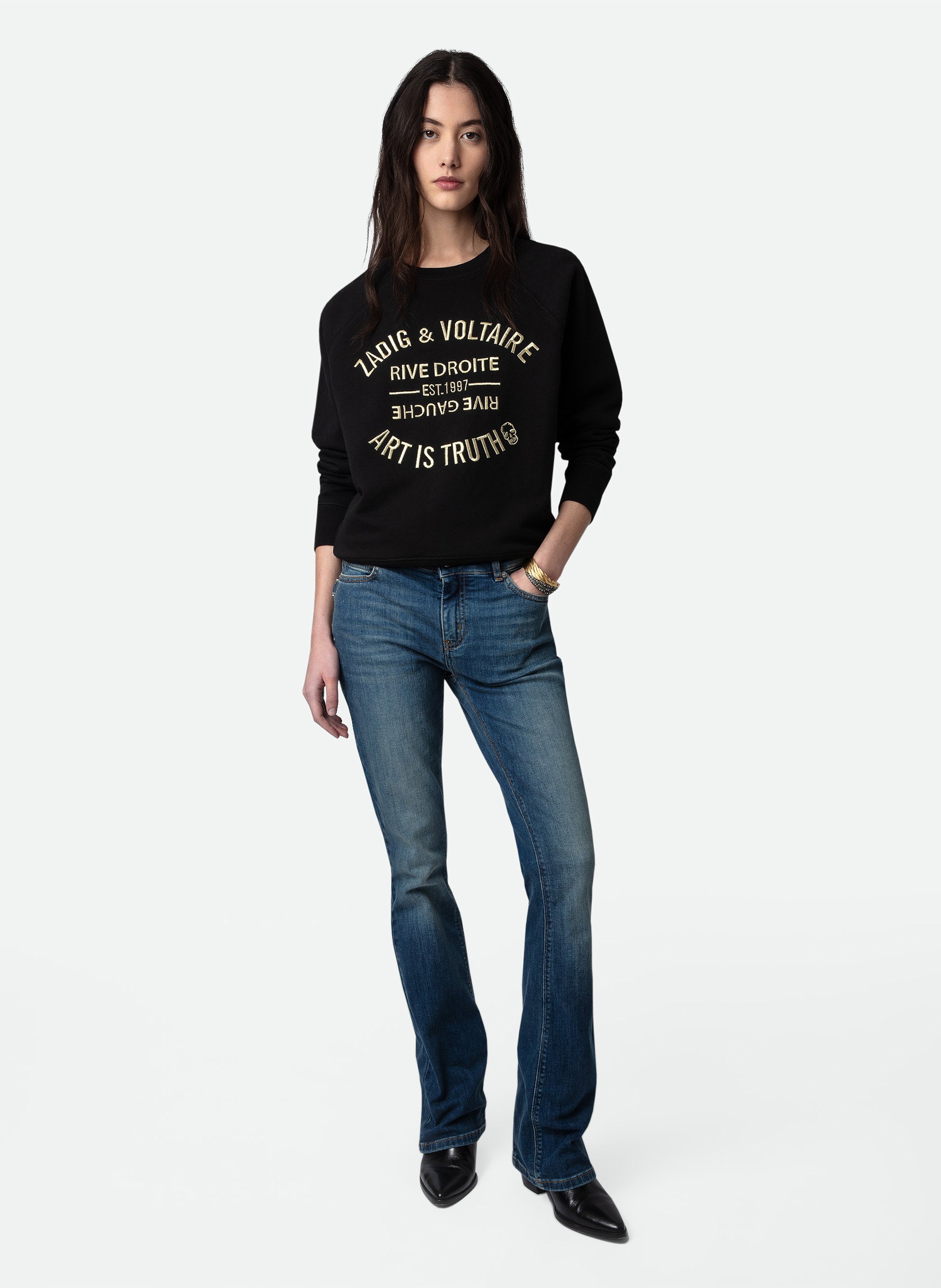 Embroidered round-neck sweatshirt ZADIG&VOLTAIRE Black