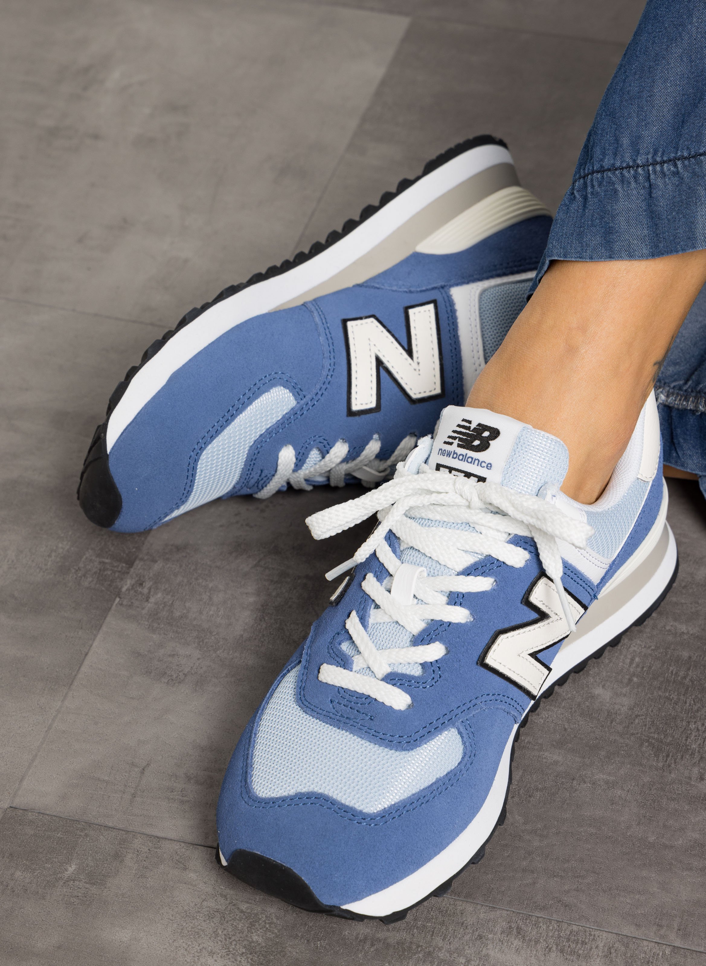 Zapatillas bajas de mezcla de piel NEW BALANCE Azul