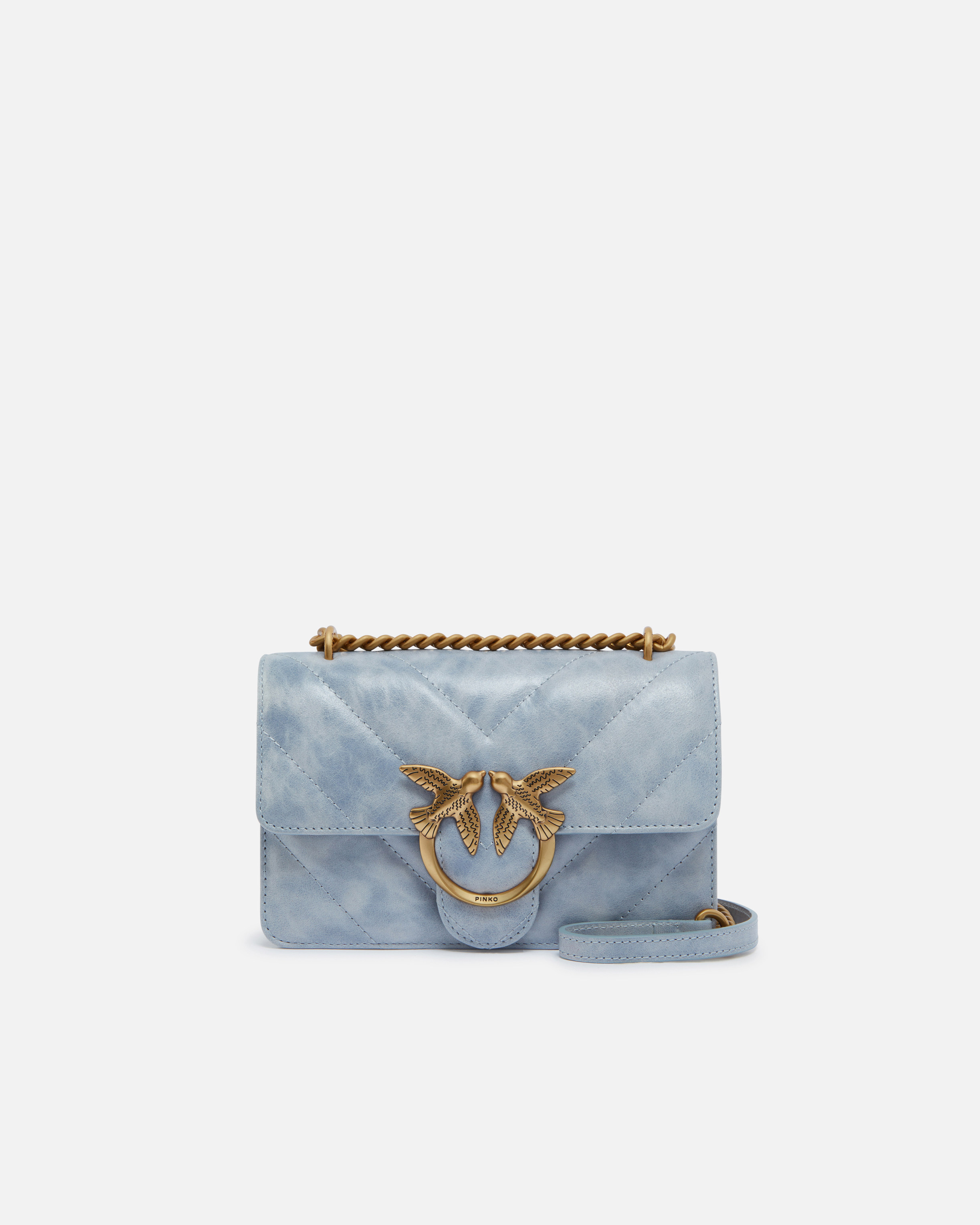 Mini love bag shoulder bag in distressed leather PINKO Blue