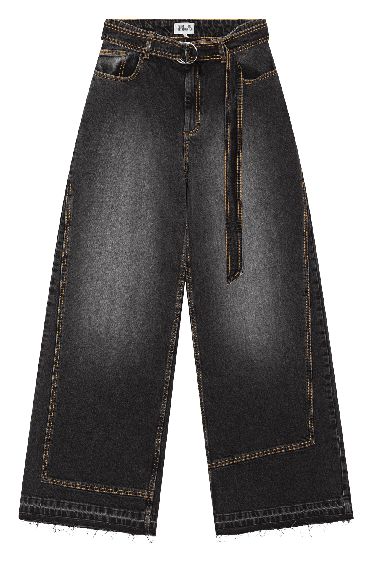 Wide leg washed jeans with belt BAUM UND PFERDGARTEN Black