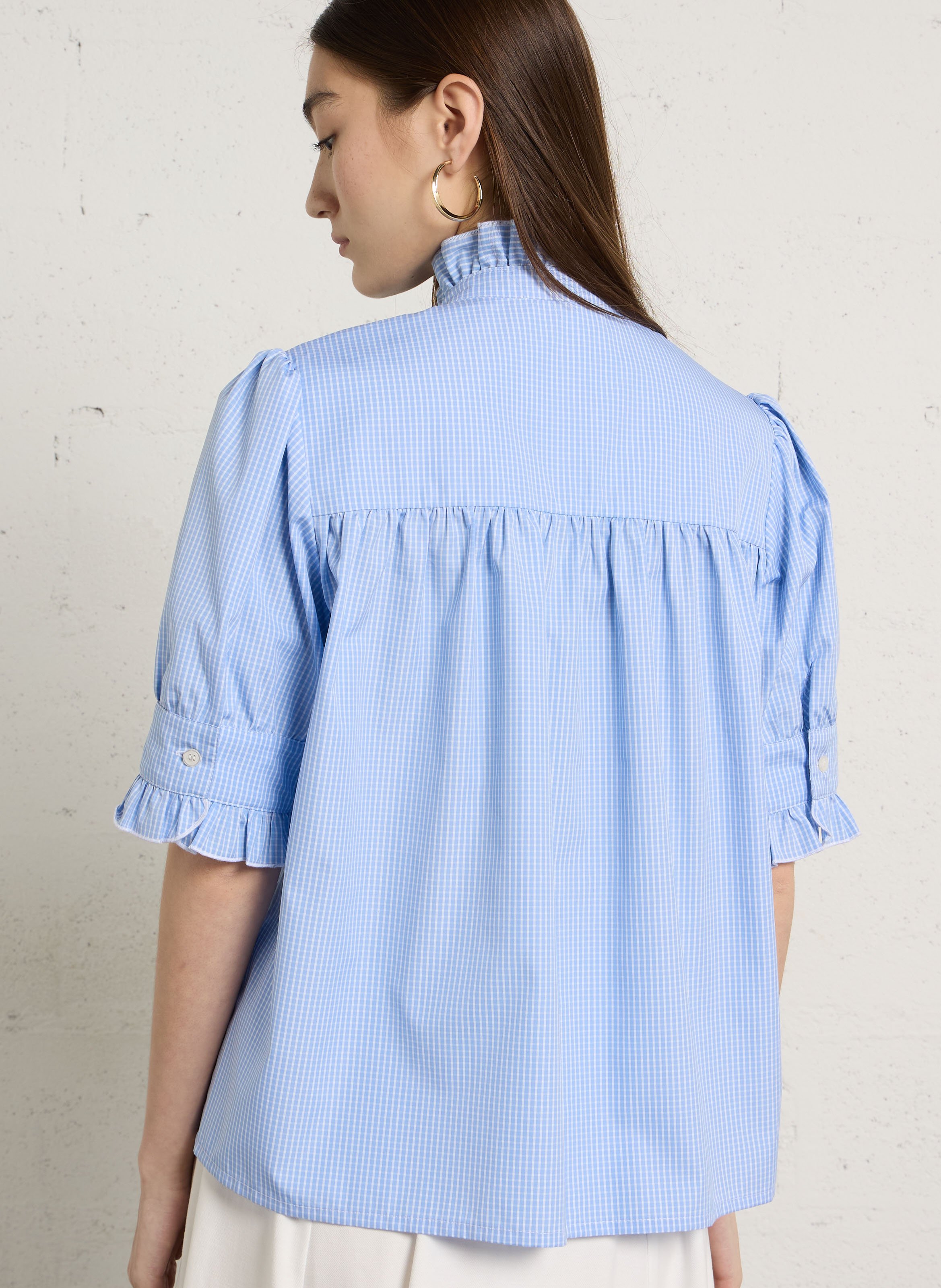 Baumwollbluse mit Stehkragen SUZIE WINKLE Blau
