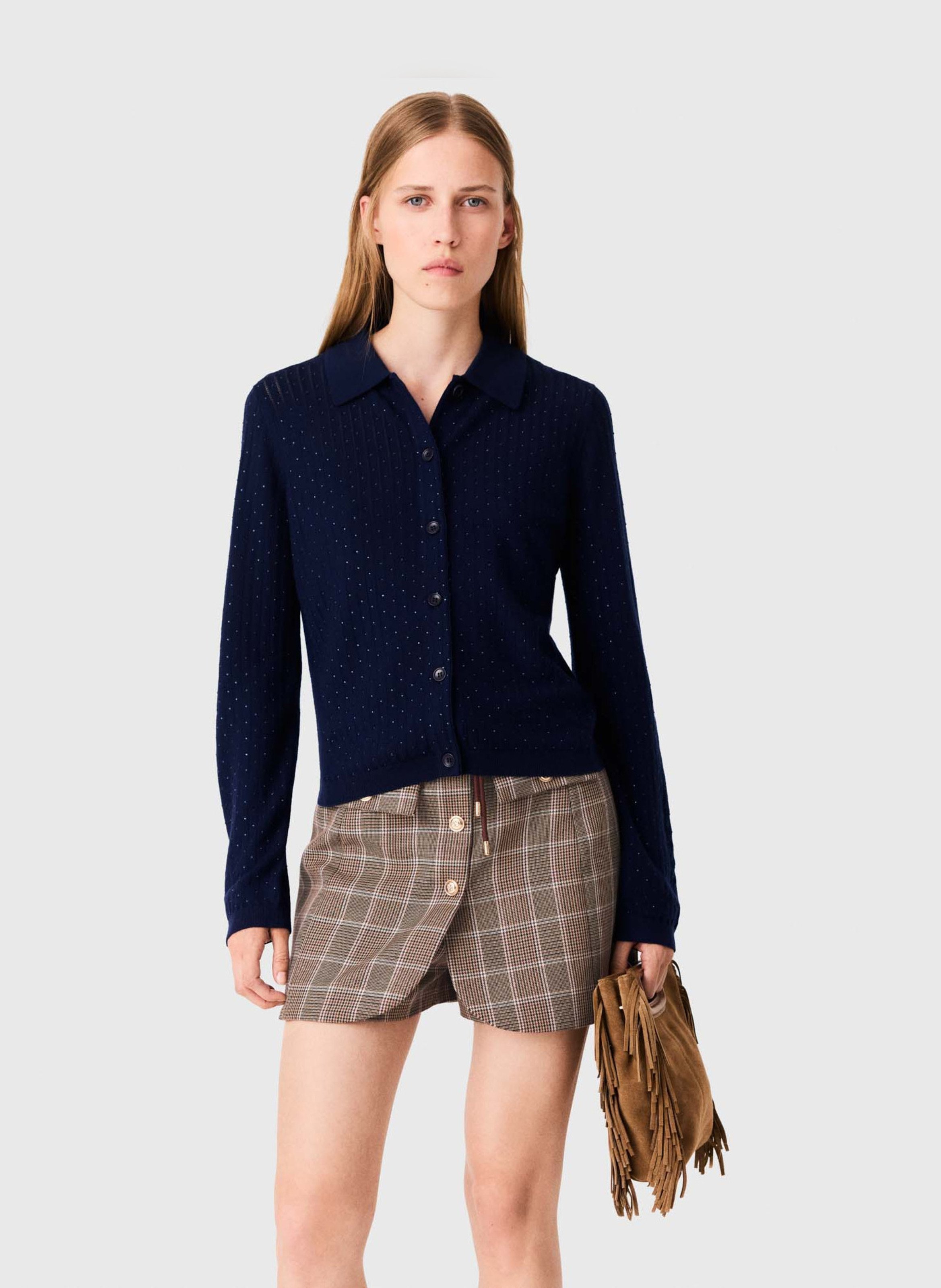 Cardigan en laine mélangée MAJE Bleu