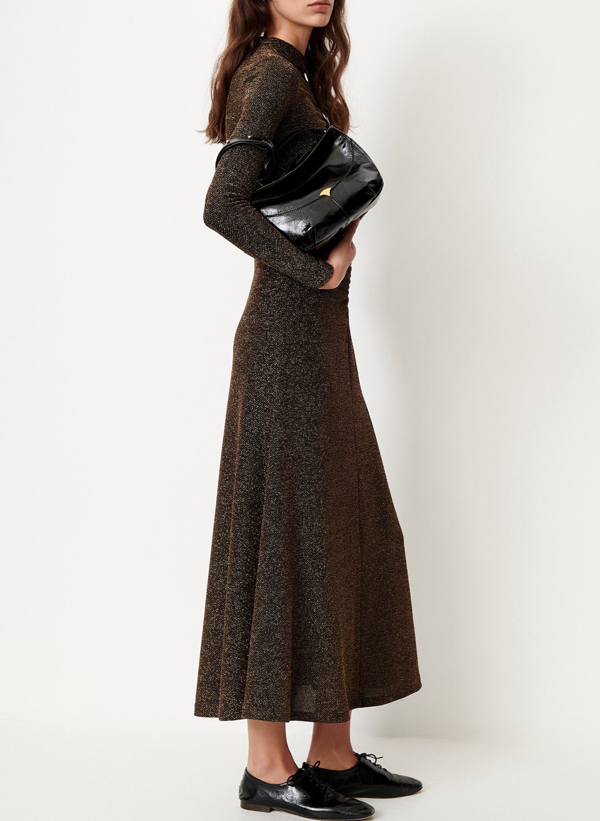 Robe longue col rond SESSUN Marron