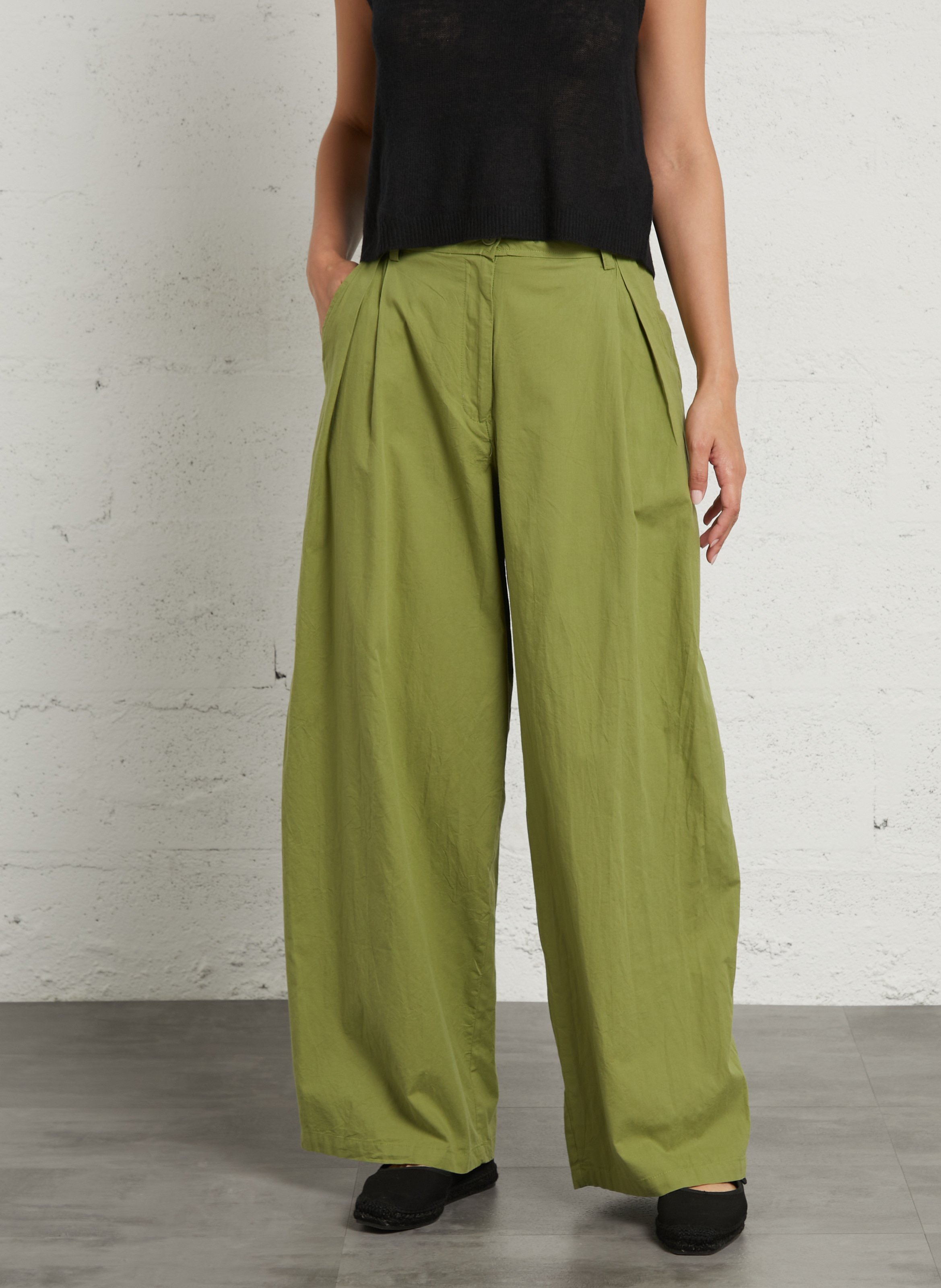 Pantalon large en coton AMERICAN VINTAGE Marron