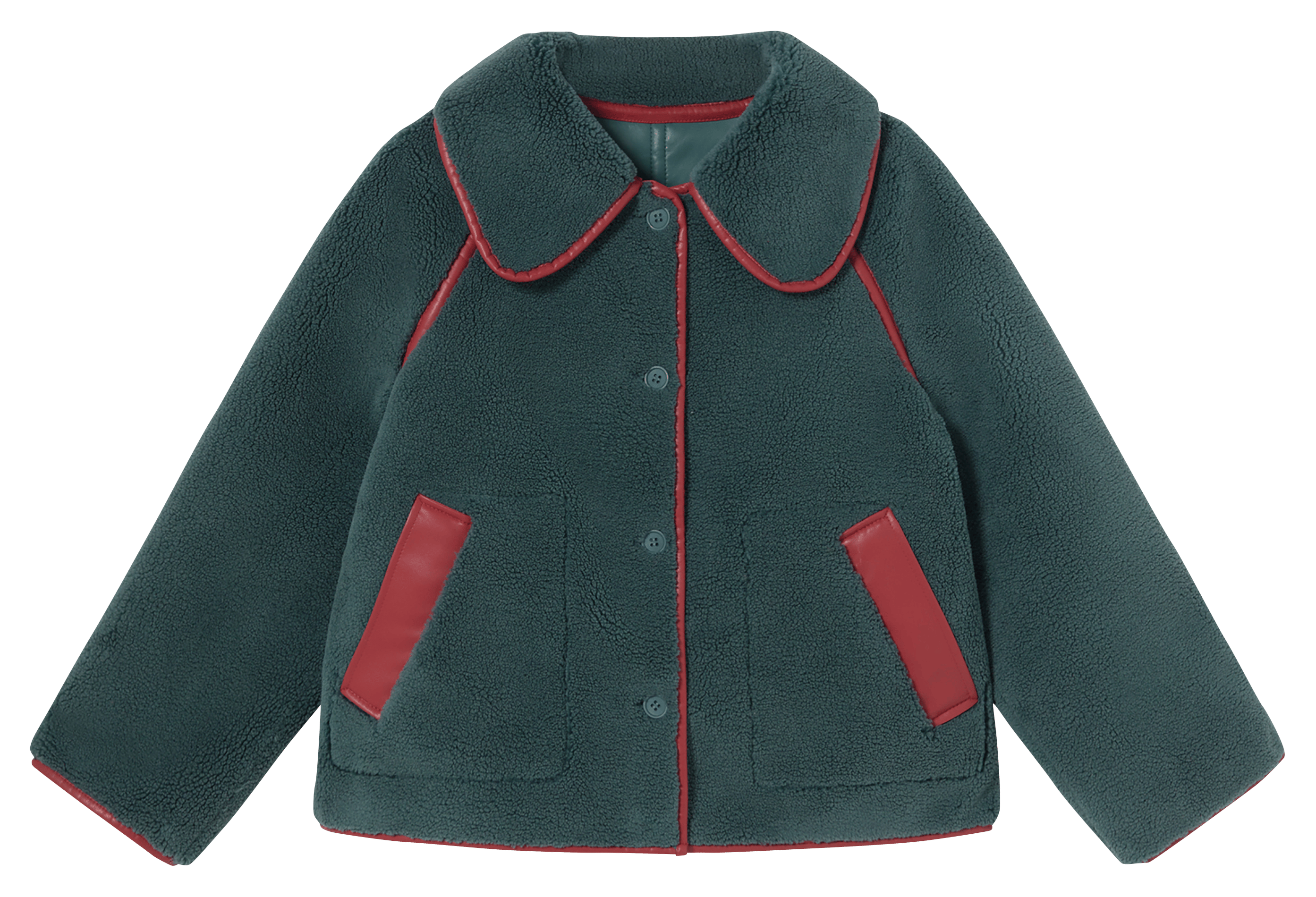 Veste droite col claudine effet cuir THE TINY BIG SISTER Bleu