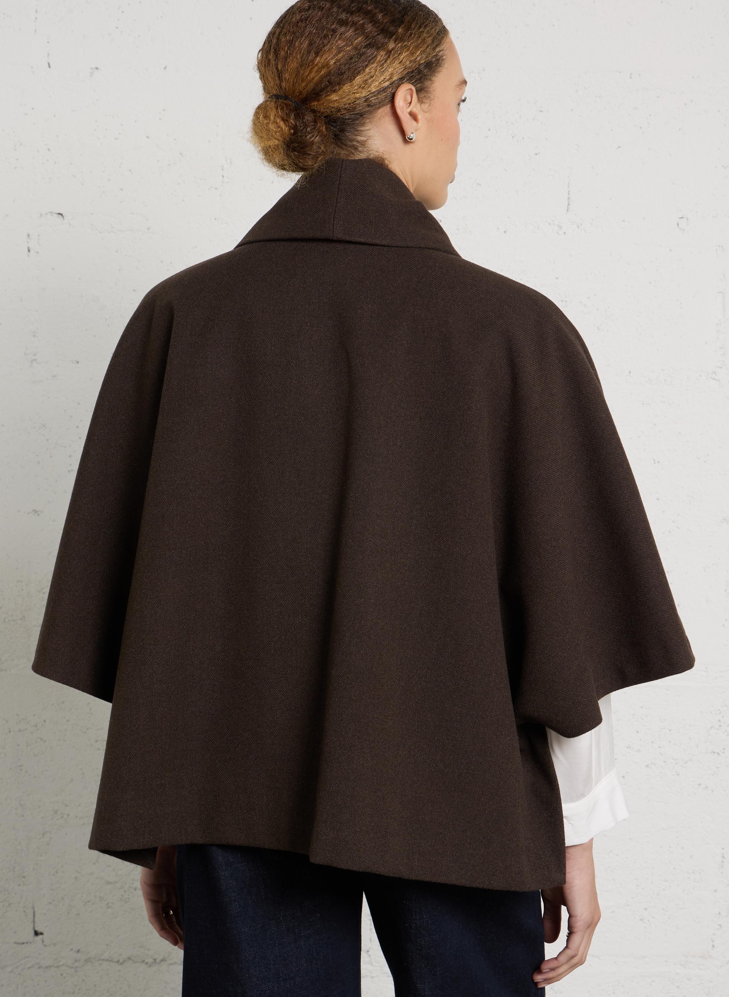Short Oversized Solid Color Coat PLEASE Brown