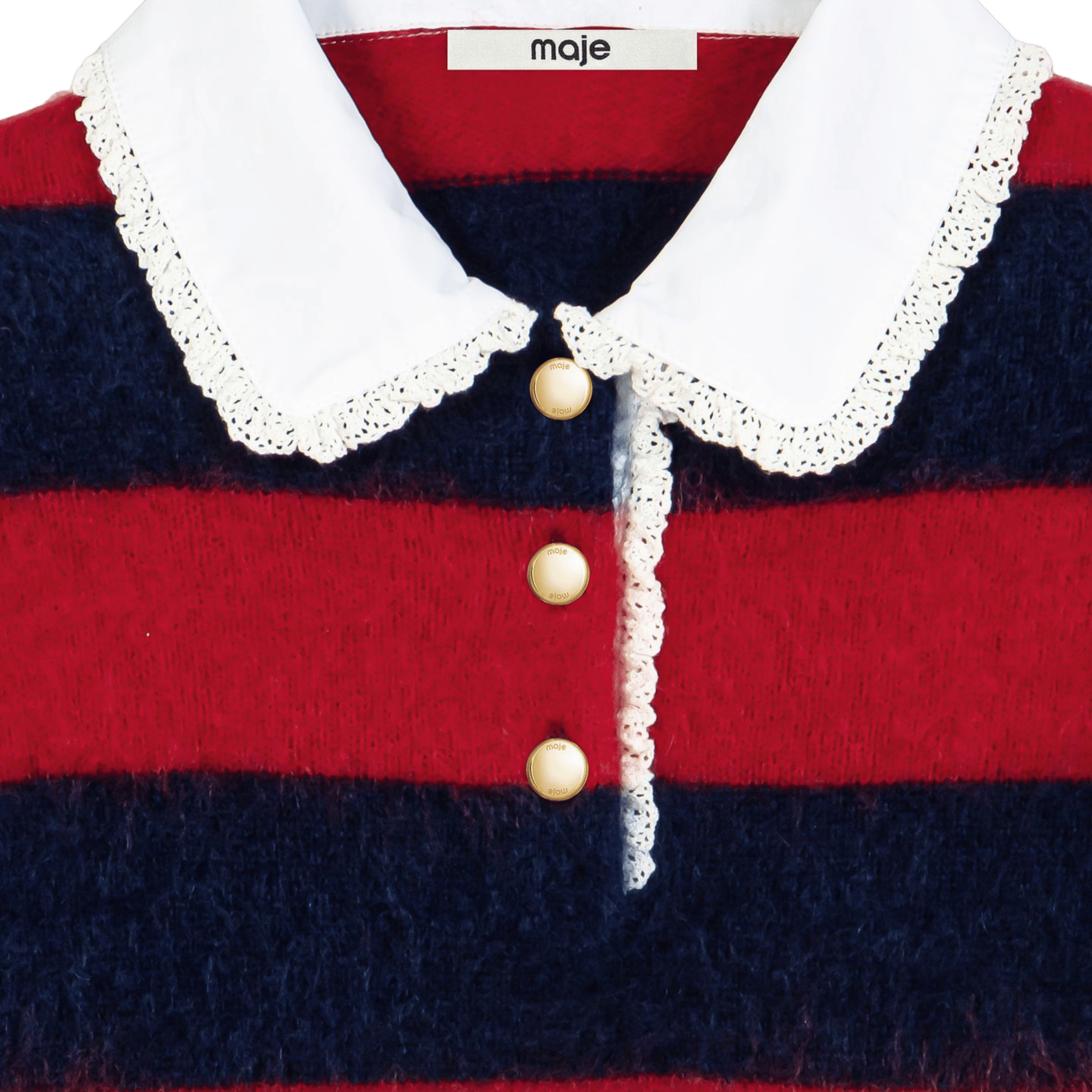 Trui van wolmix met polokraag MAJE Rood