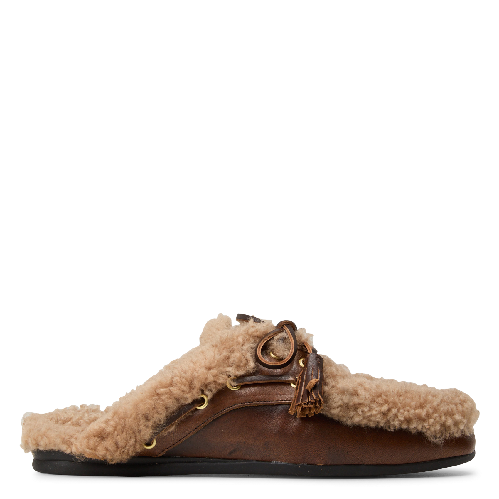 Velvet leather mules TORAL Brown