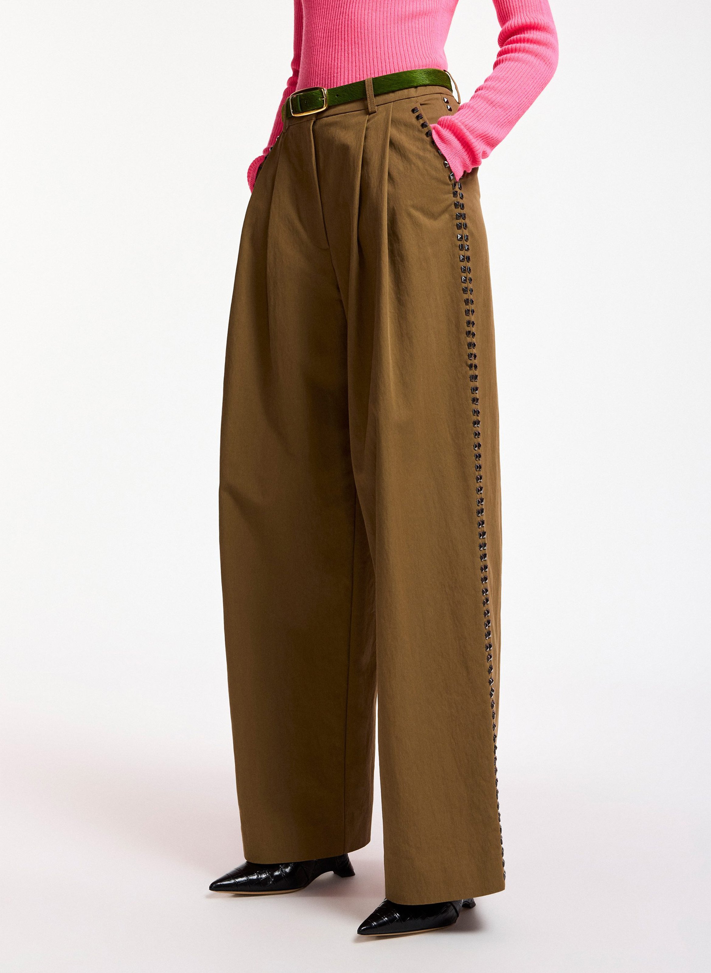 Pantalón ancho adornado con tachuelas ESSENTIEL ANTWERP Marron