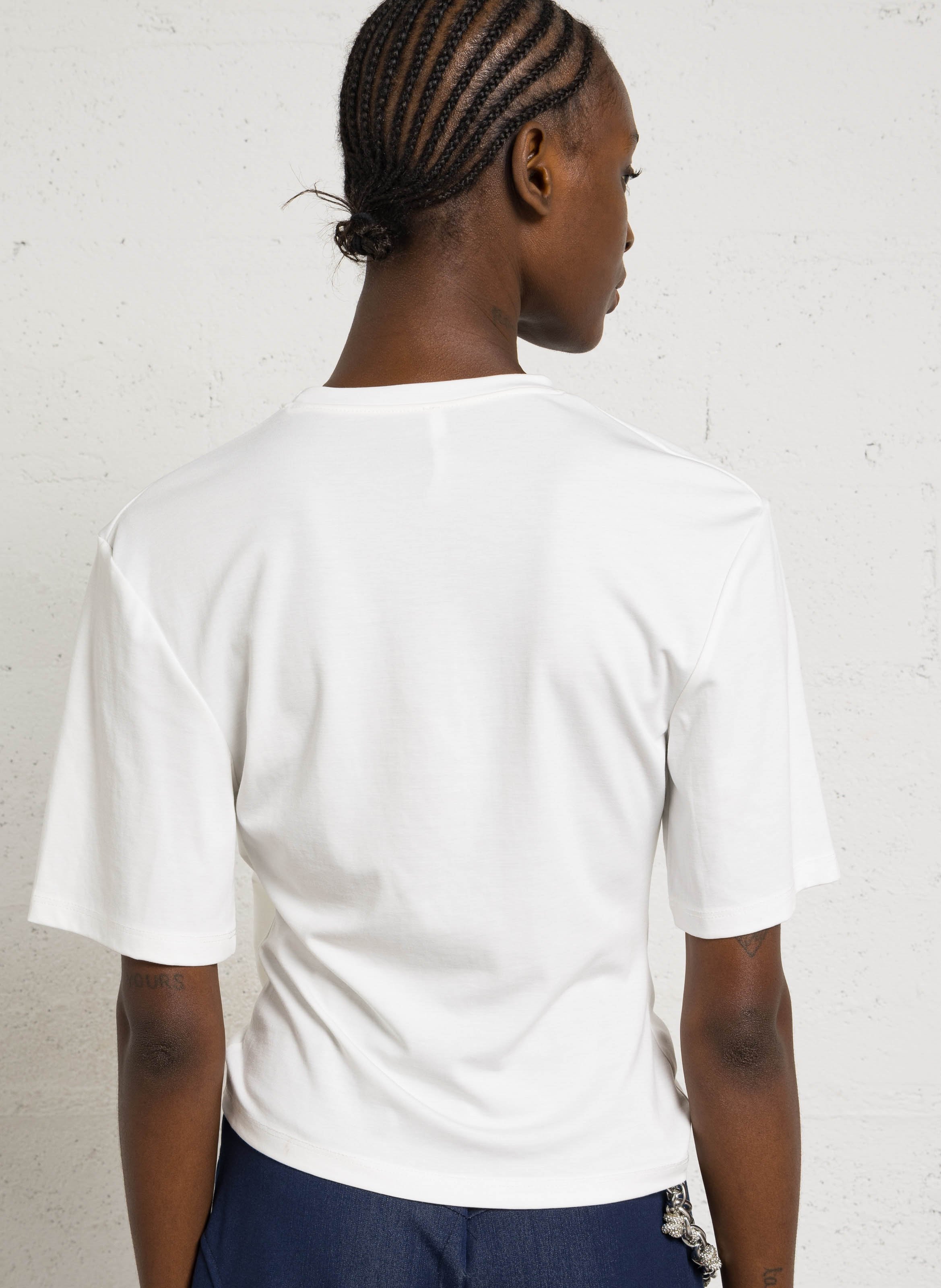 T-shirt manches courtes col rond noué IMPERIAL Blanc