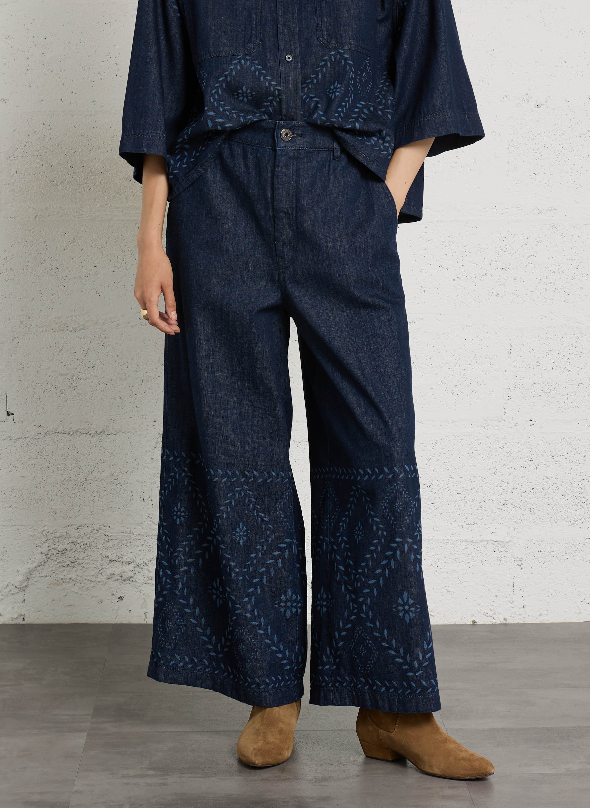 Wide-leg cotton pants MAX MARA WEEK END Blue