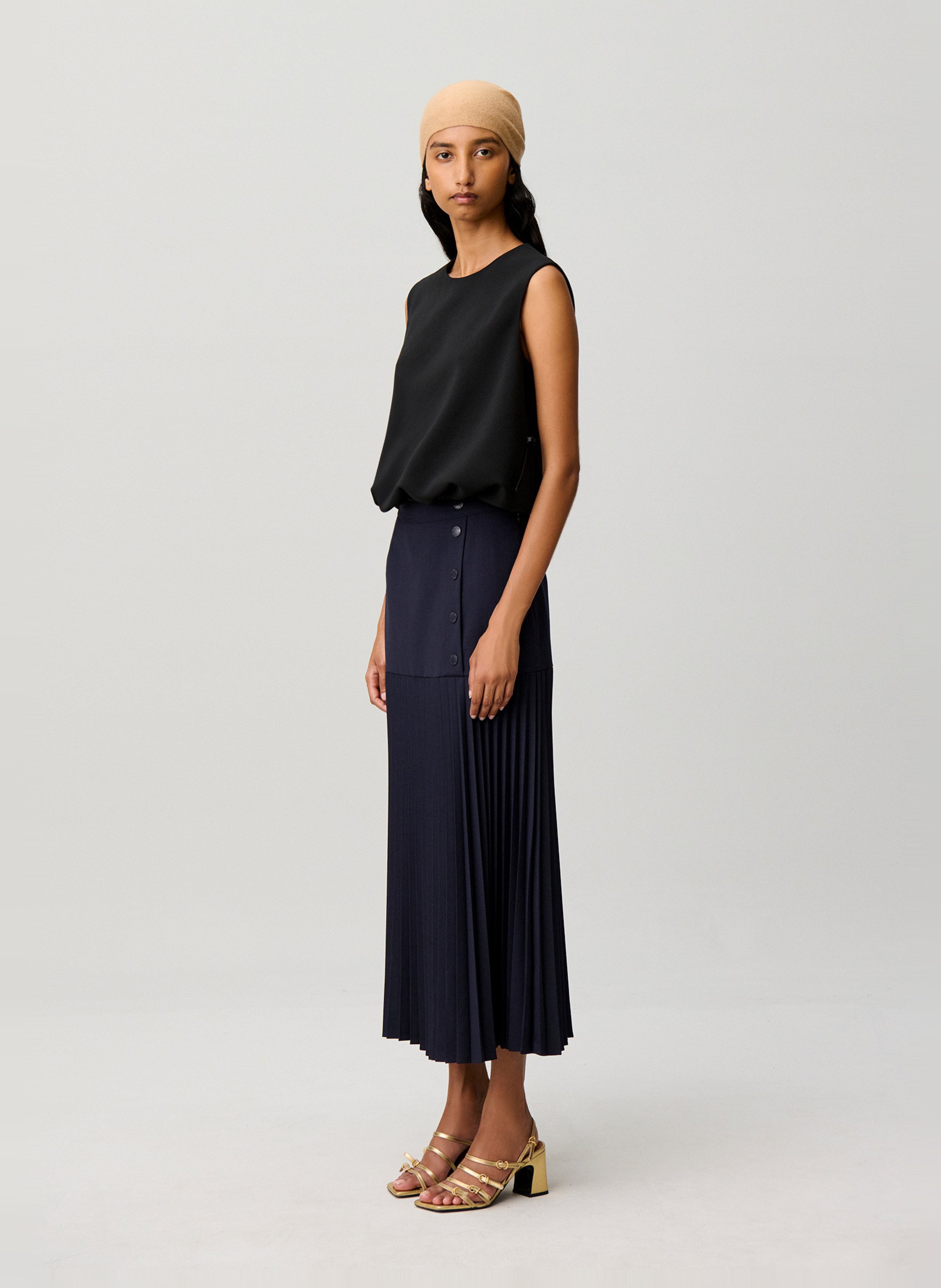 Geplooide lange rechte rok CLAUDIE PIERLOT Blauw