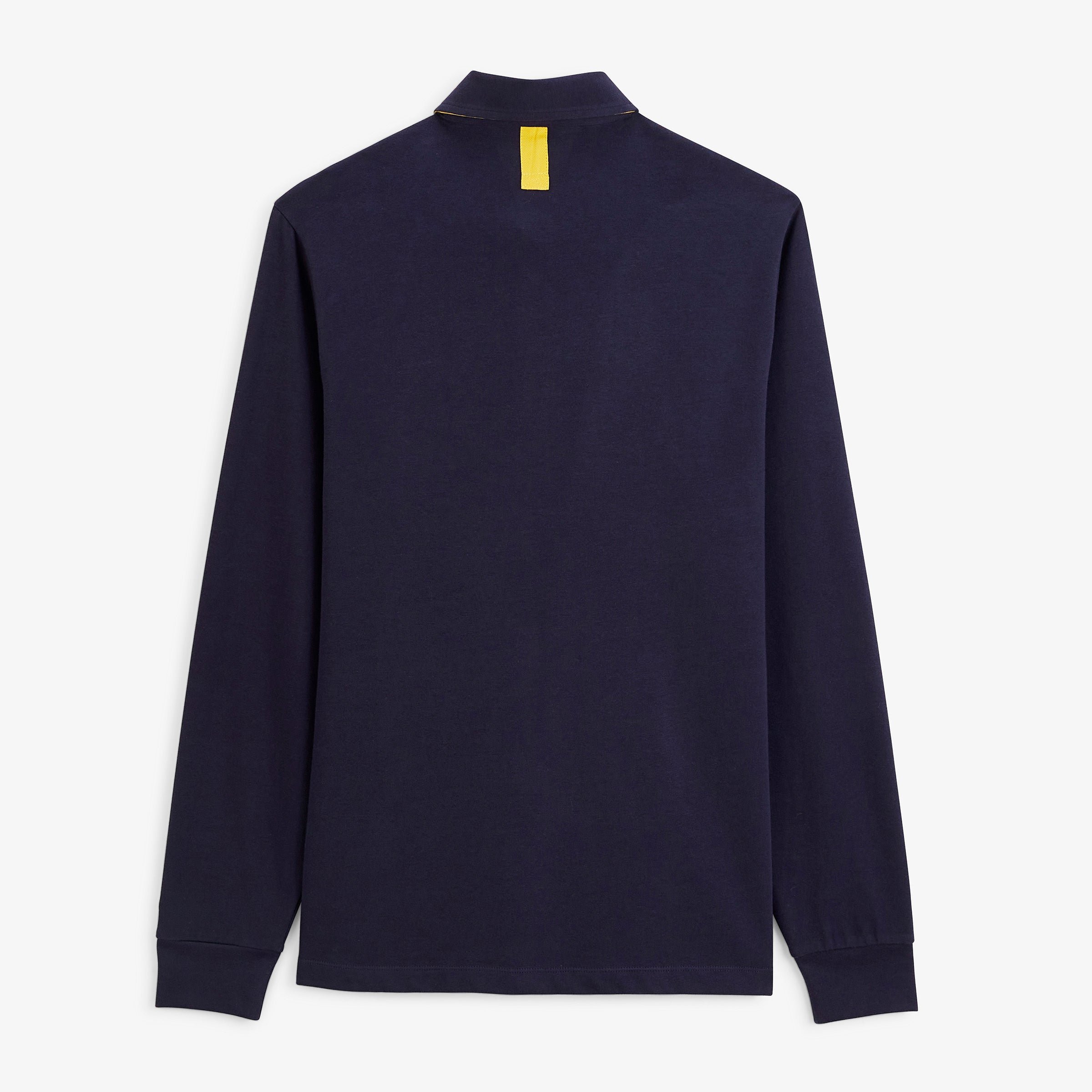 Navy blue long sleeve rugby polo with embroidered badges SERGE BLANCO Blue