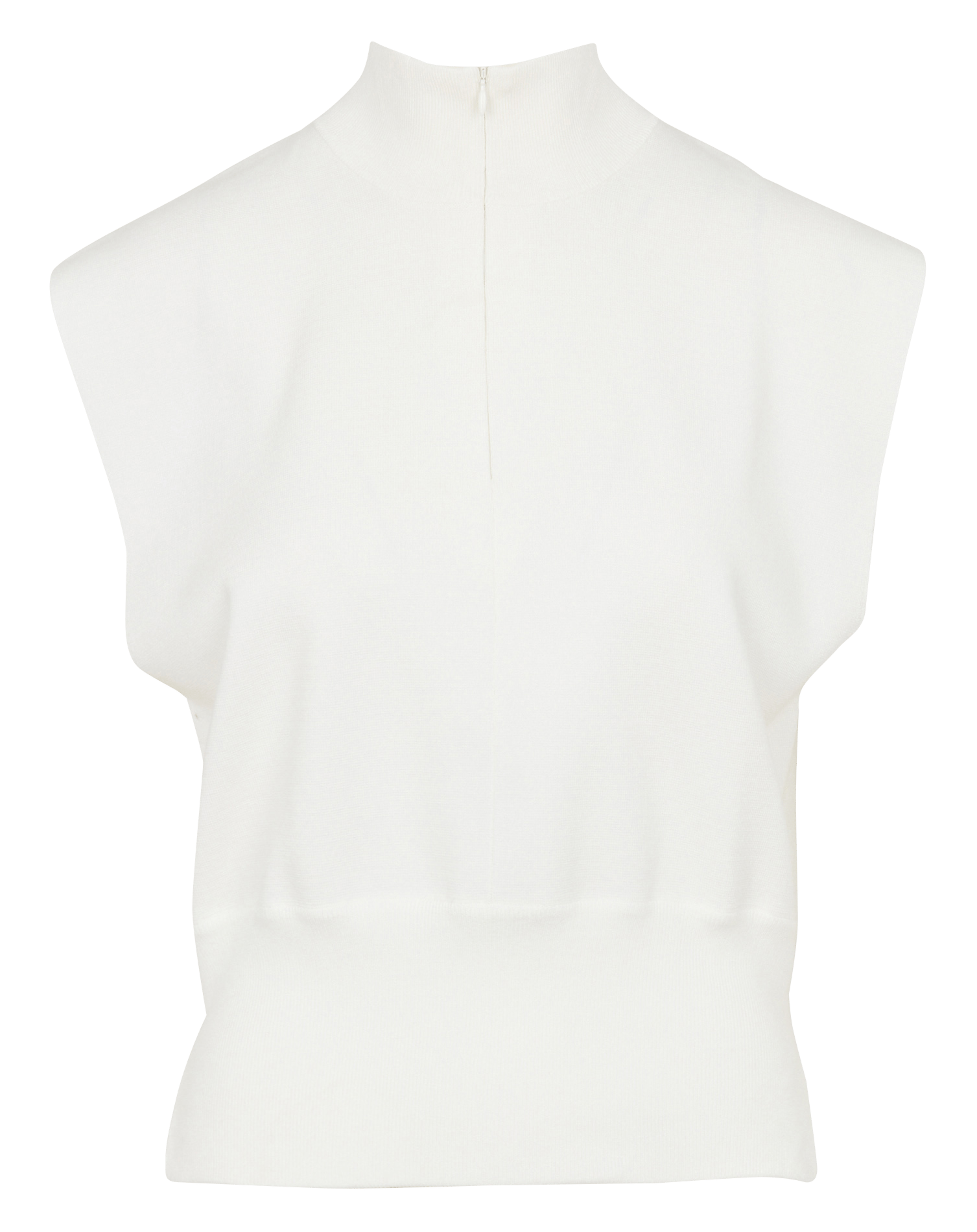Sleeveless Straight Fit Trucker Collar Pullover IKKS White