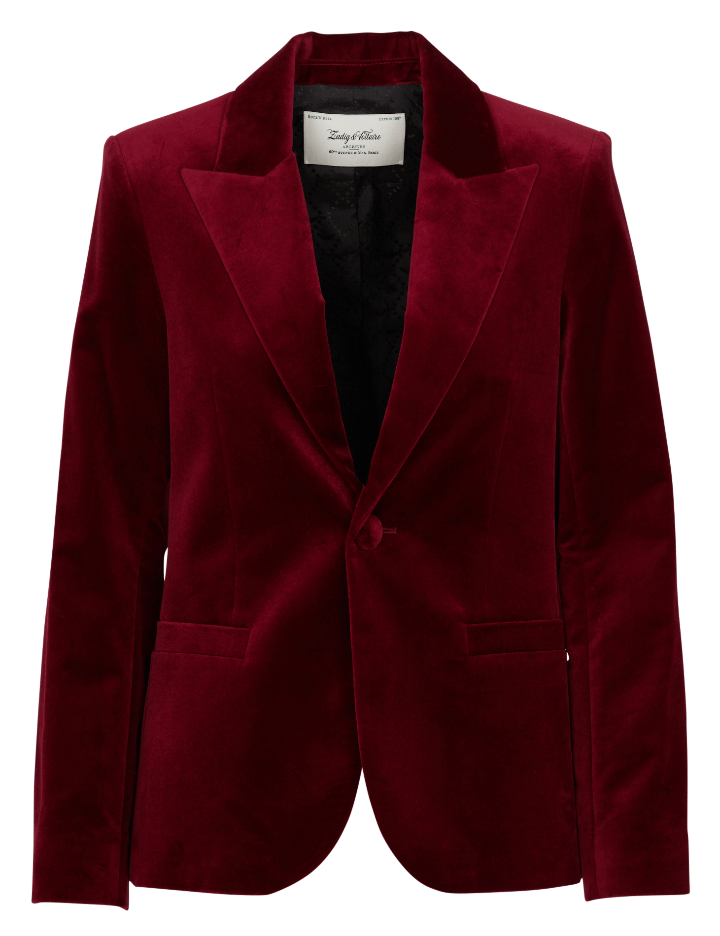 Veste blazer ajustée velours en coton ZADIG&VOLTAIRE Rouge