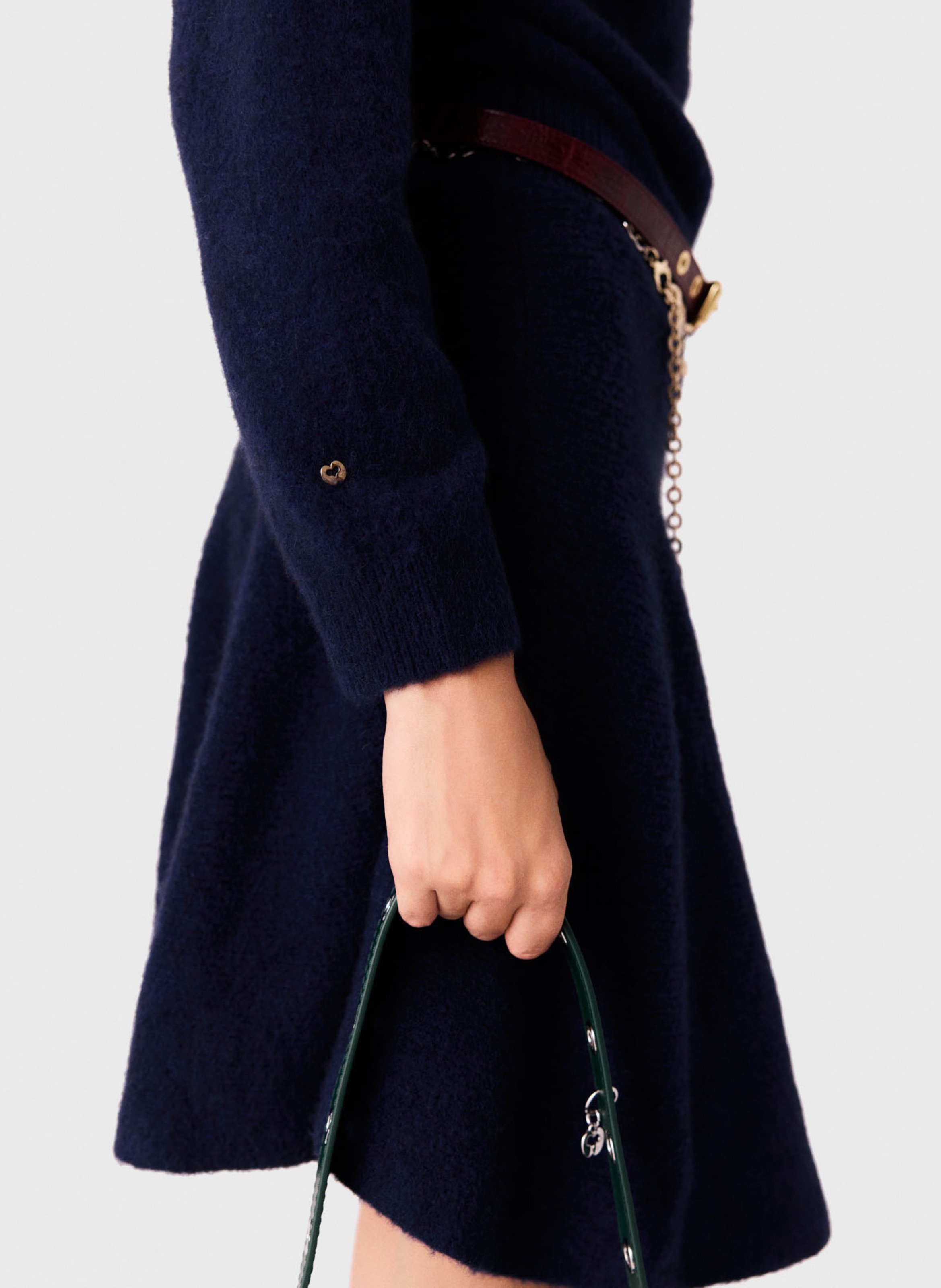 Robe courte évasée en laine mélangée MAJE Bleu