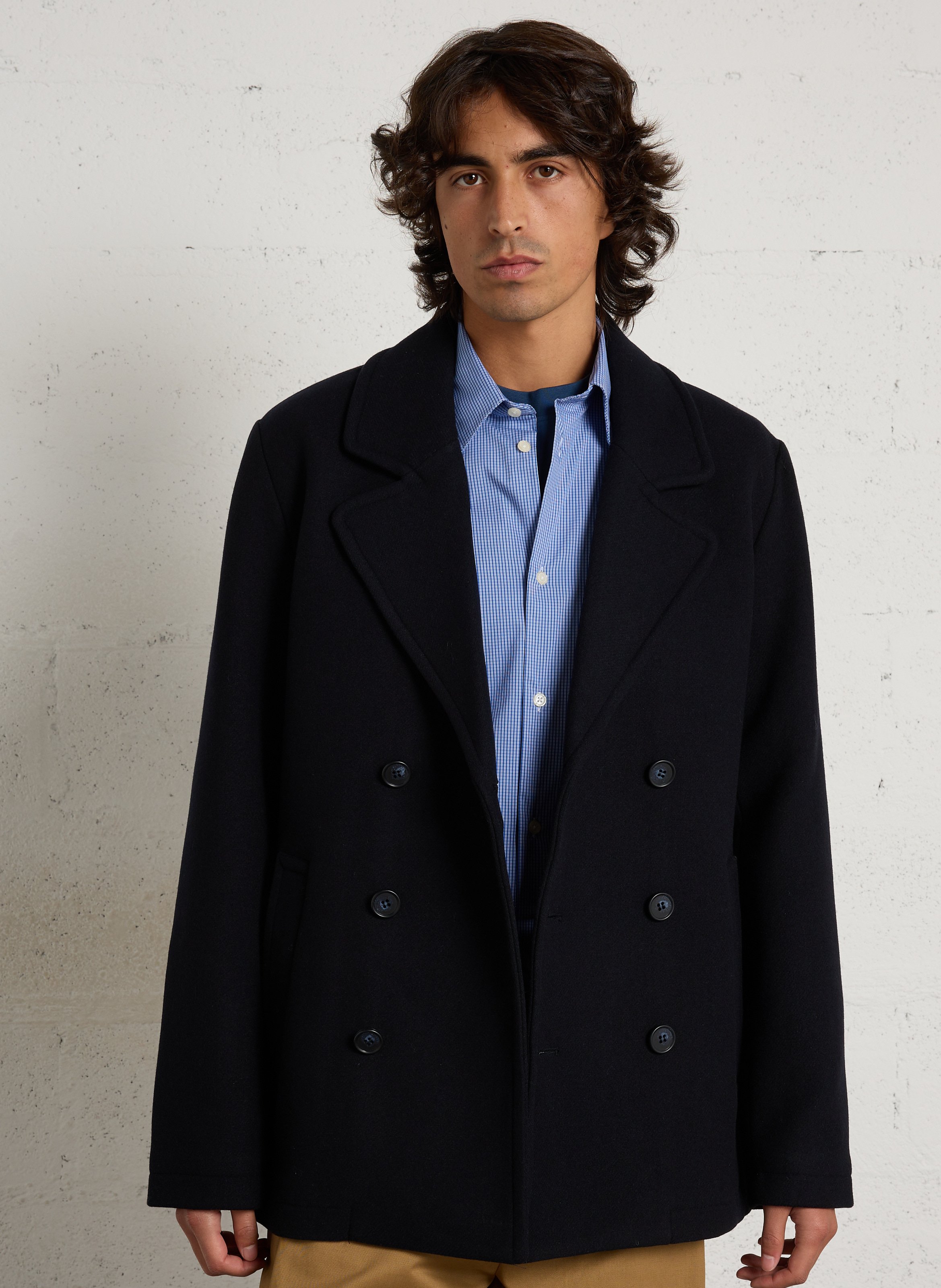 Gerade geschnittener Mantel mit Knopfleiste CASUAL FRIDAY Blau