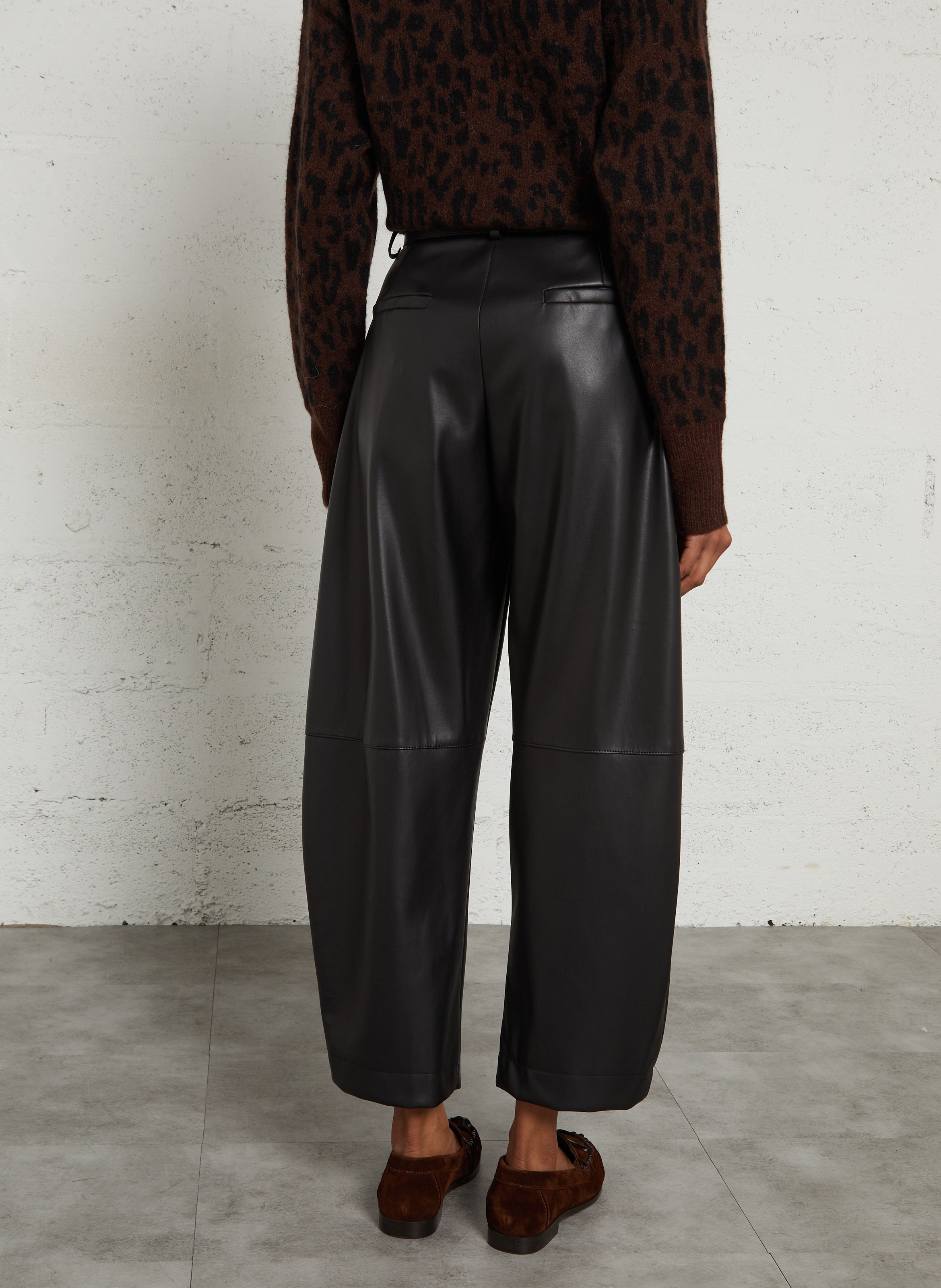Leather-effect balloon trousers with belt IMPERIAL Black