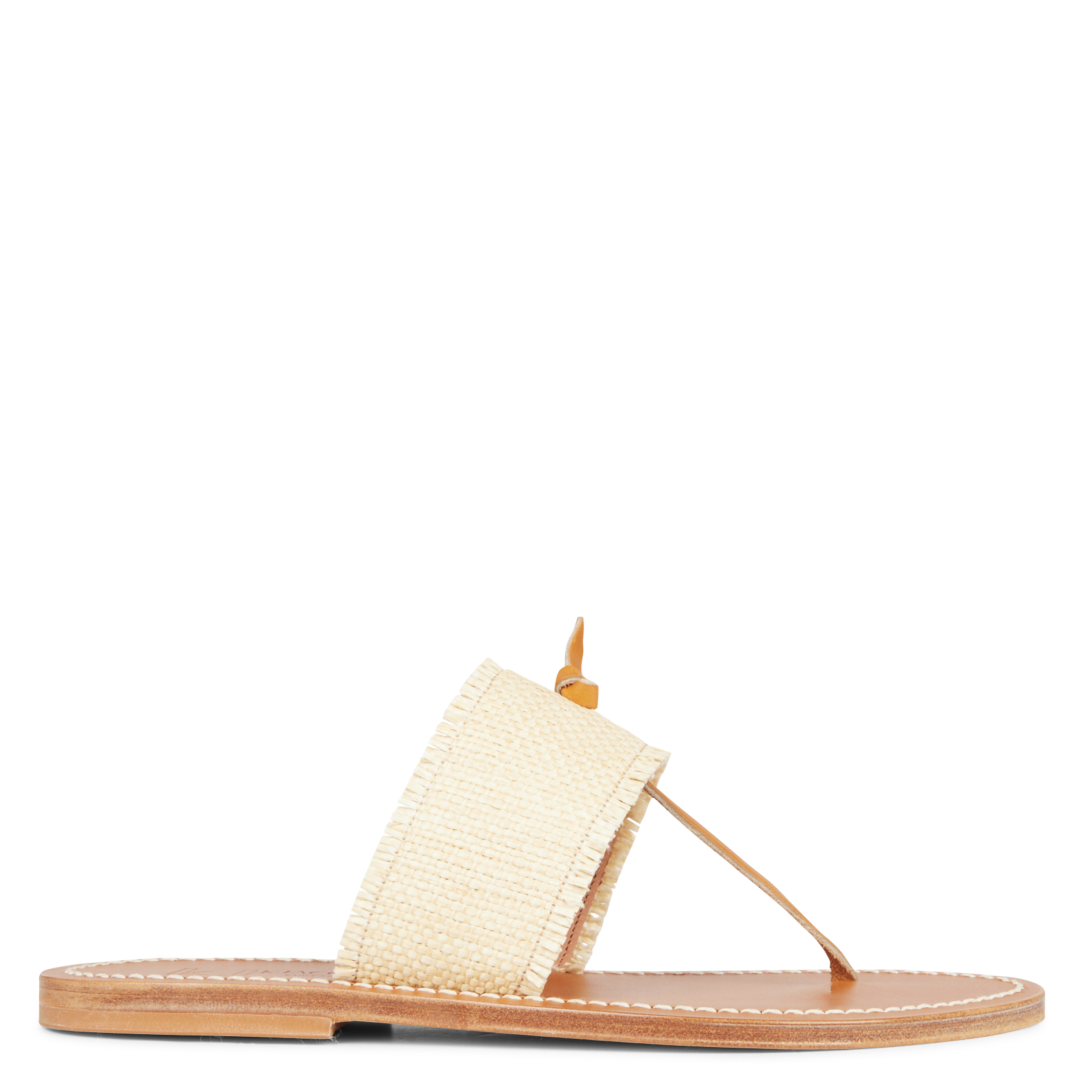 Flat leather sandals K JACQUES Brown