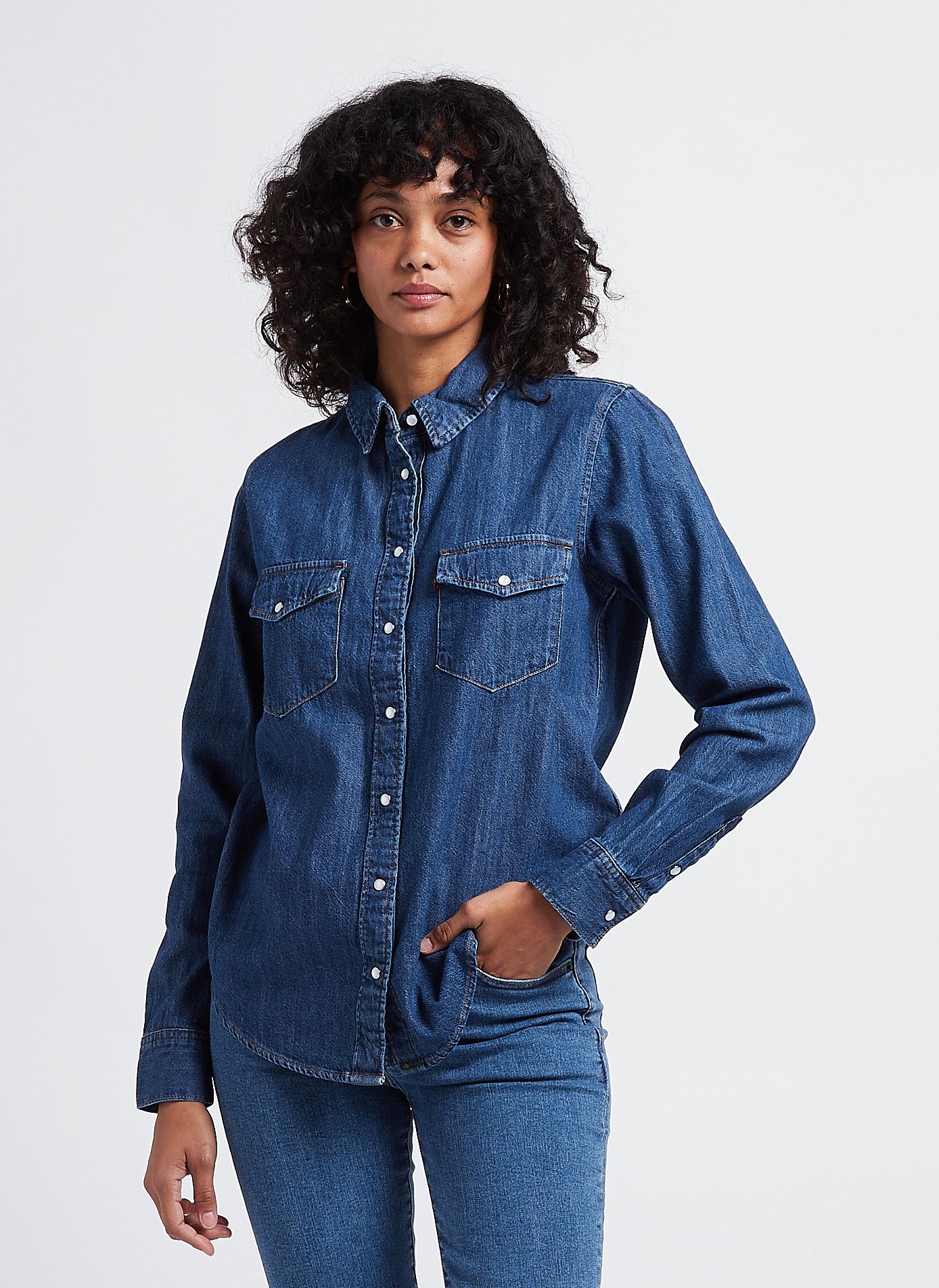 Buy LEVIS Indigo Cotton Regular Fit Womens Casual Shirt | Shoppers Stop