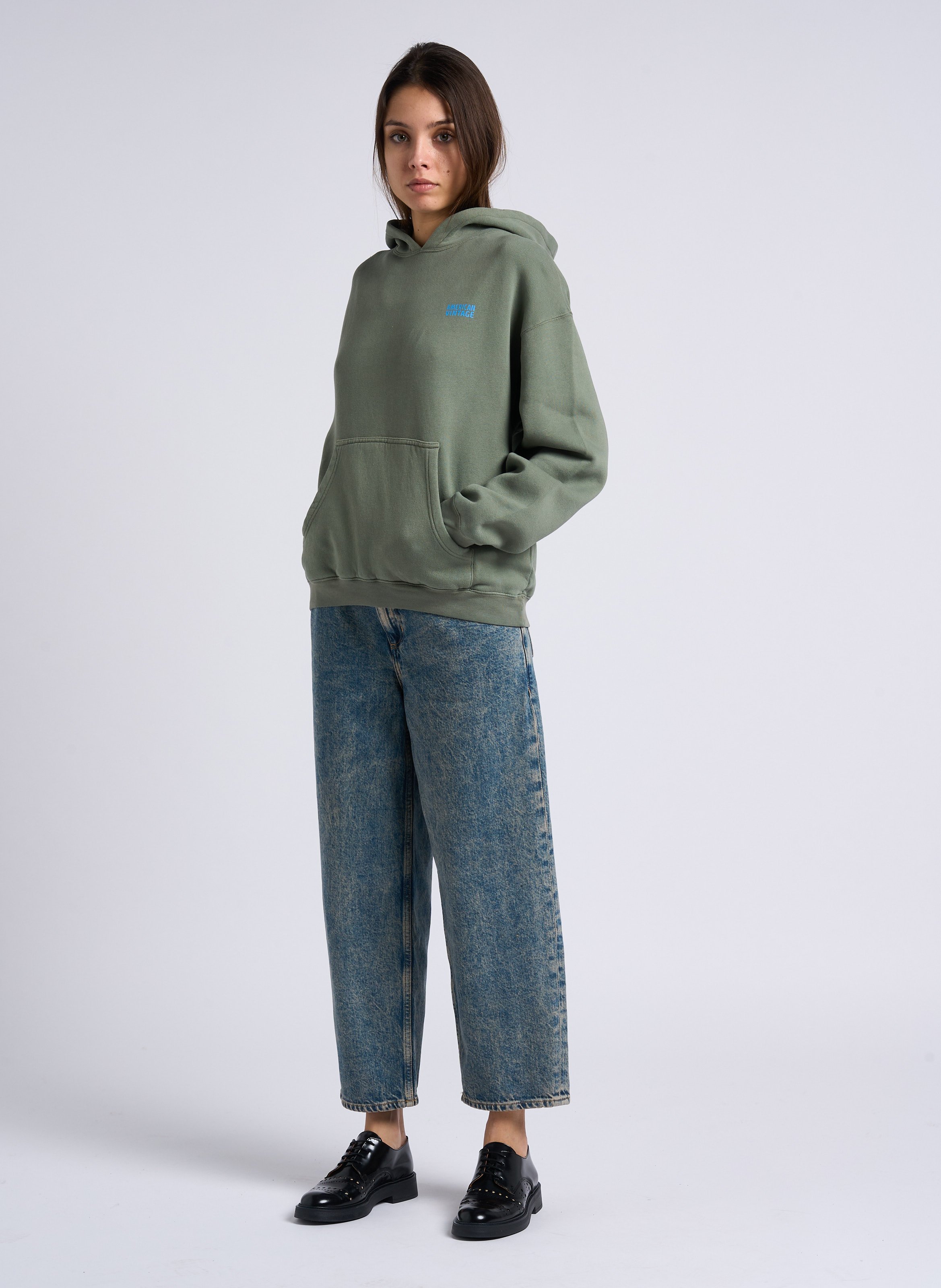 Mom-Jeans aus verwaschenem Denim AMERICAN VINTAGE Blau