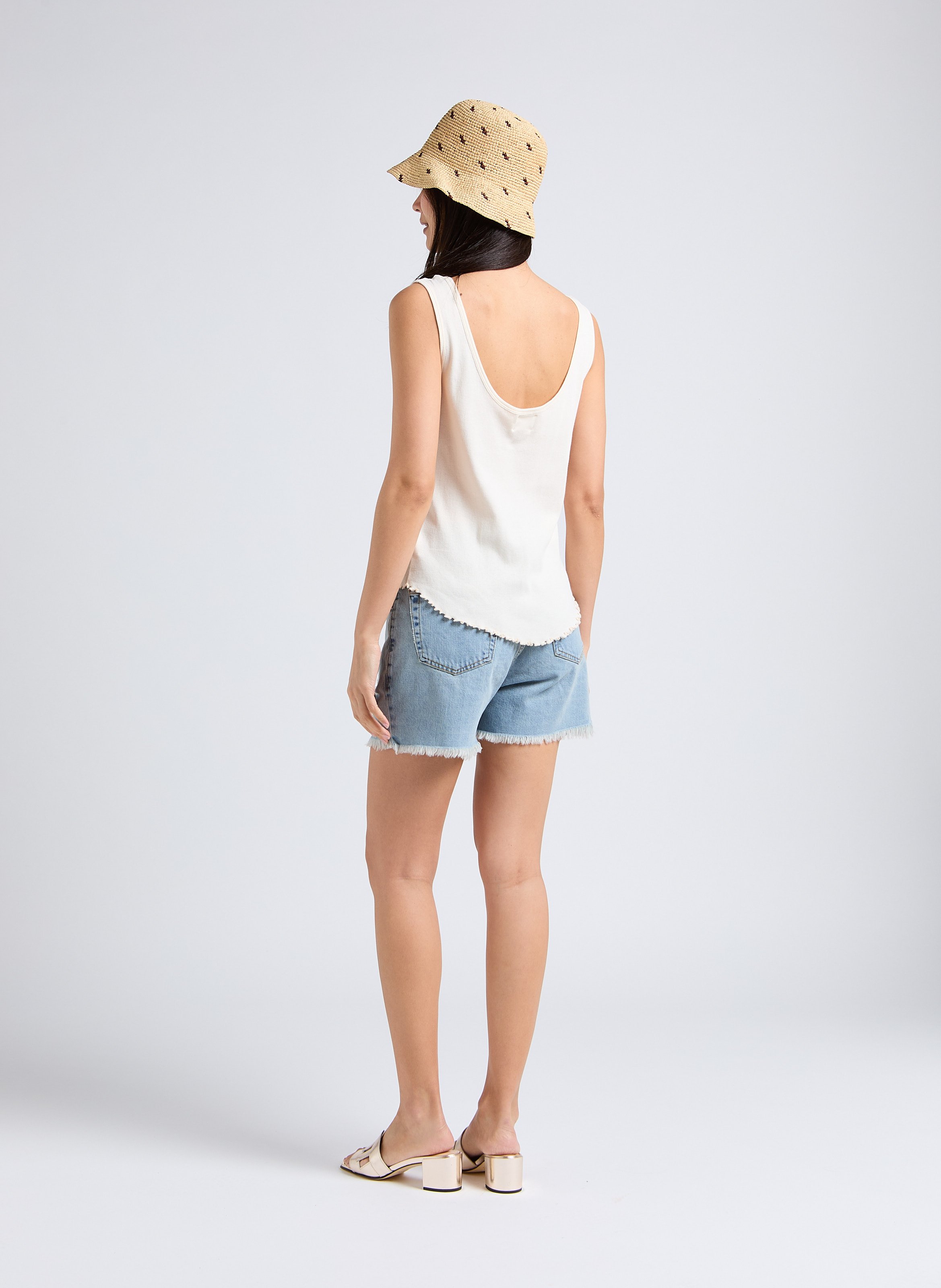 Gerade geschnittenes Baumwoll-Tanktop THE NEW SOCIETY Weiss