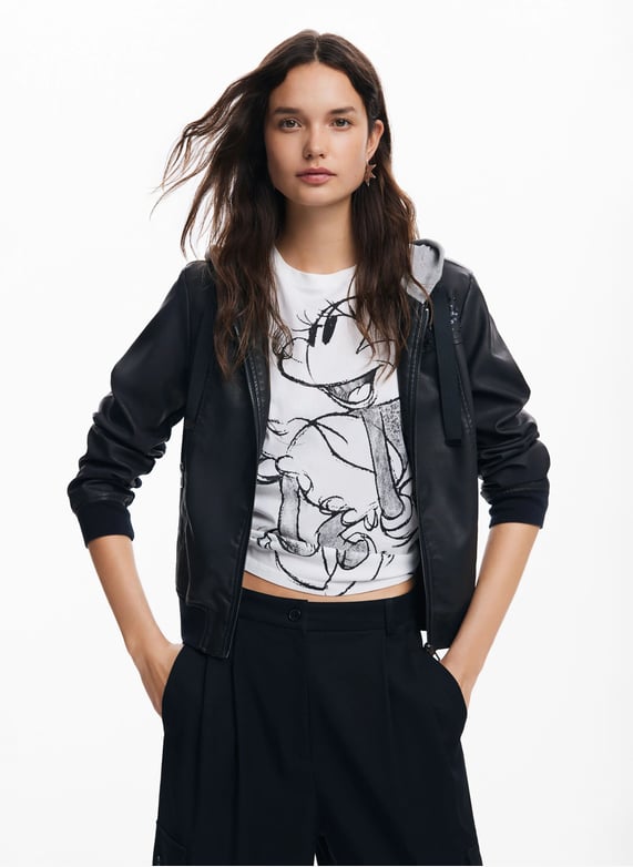 Veste Droite En Coton Melange Serigraphie Noir Desigual Femme 24WWEWX2 2000 NOIR Place des Tendances Belgique