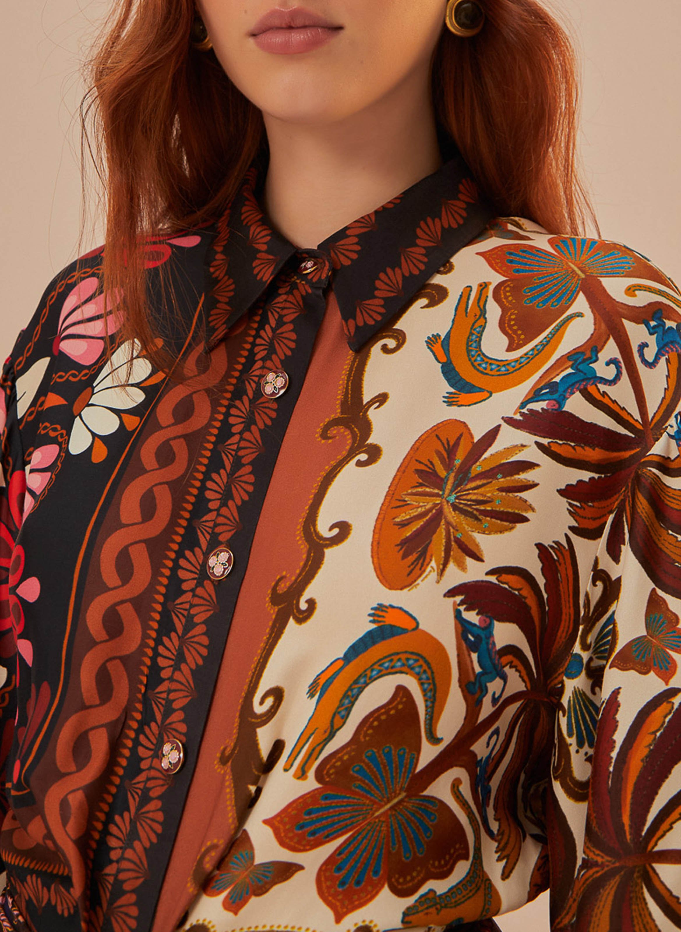 Bedrucktes Maxikleid aus 100% Viskose Mehrfarbig