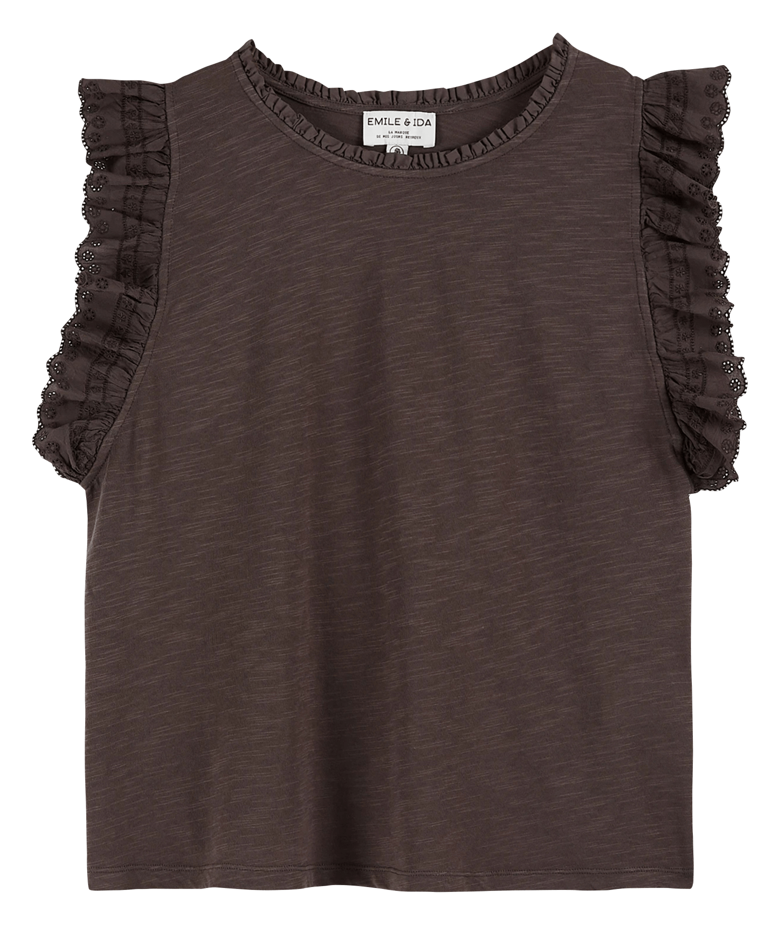 Tee-shirt col rond en coton EMILE ET IDA Noir