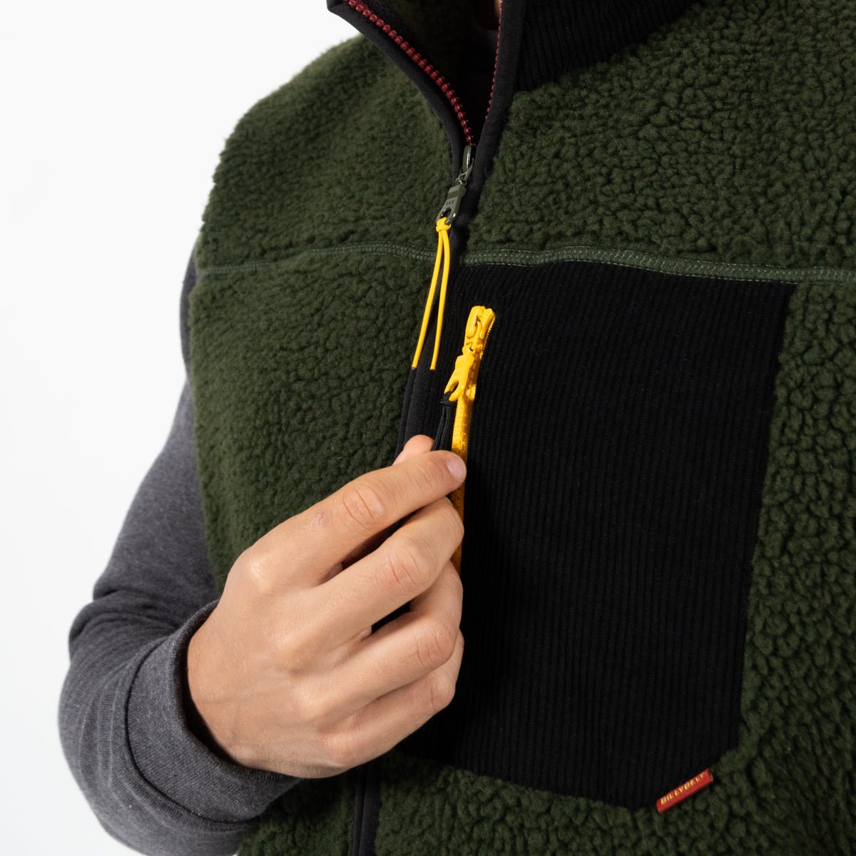 Sleeveless Sherpa Zip-Up Vest BILLYBELT Khaki