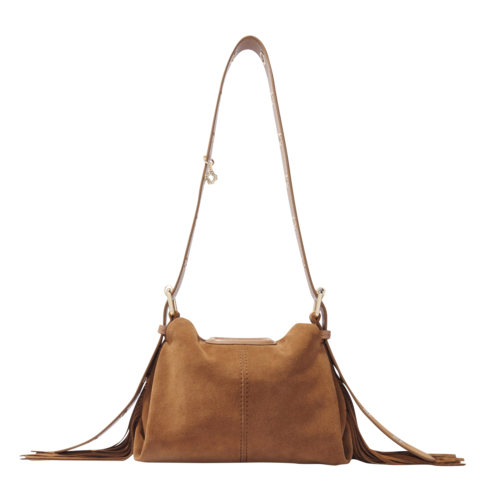 Sac bandoulière en cuir velours MAJE Marron