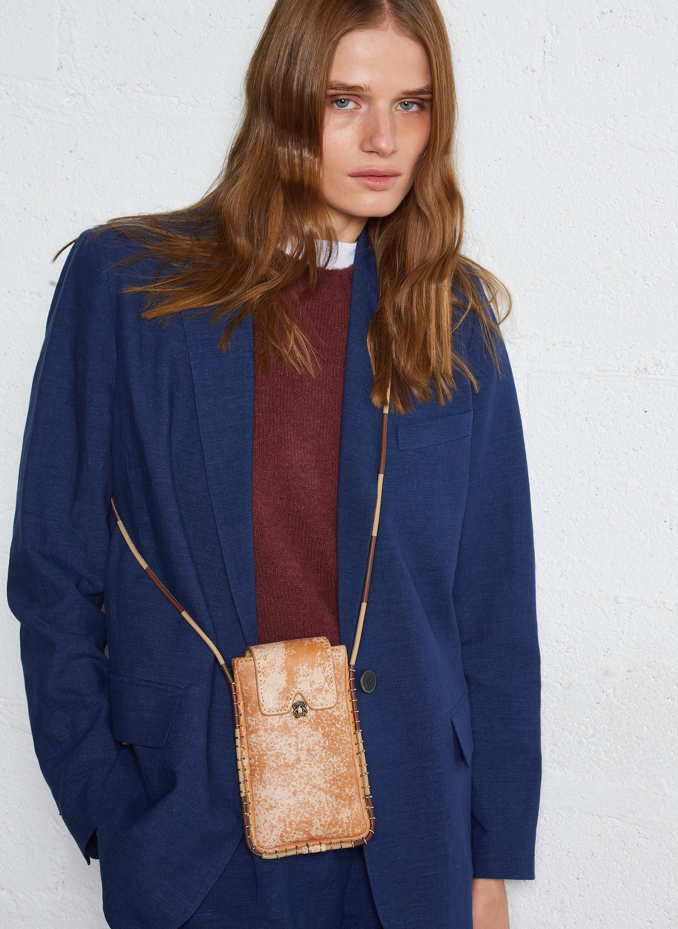 Leather glasses case CLARIS VIROT Beige