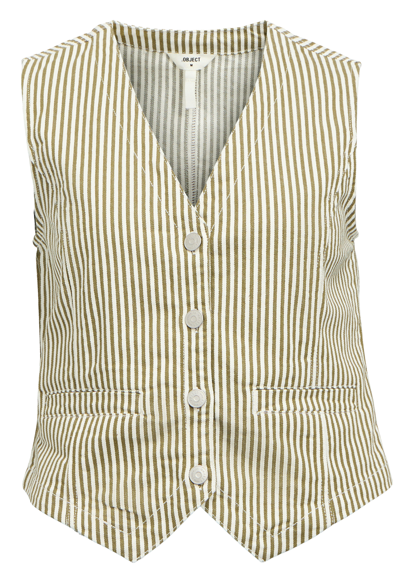 Fitted striped cotton blend vest OBJECT Beige