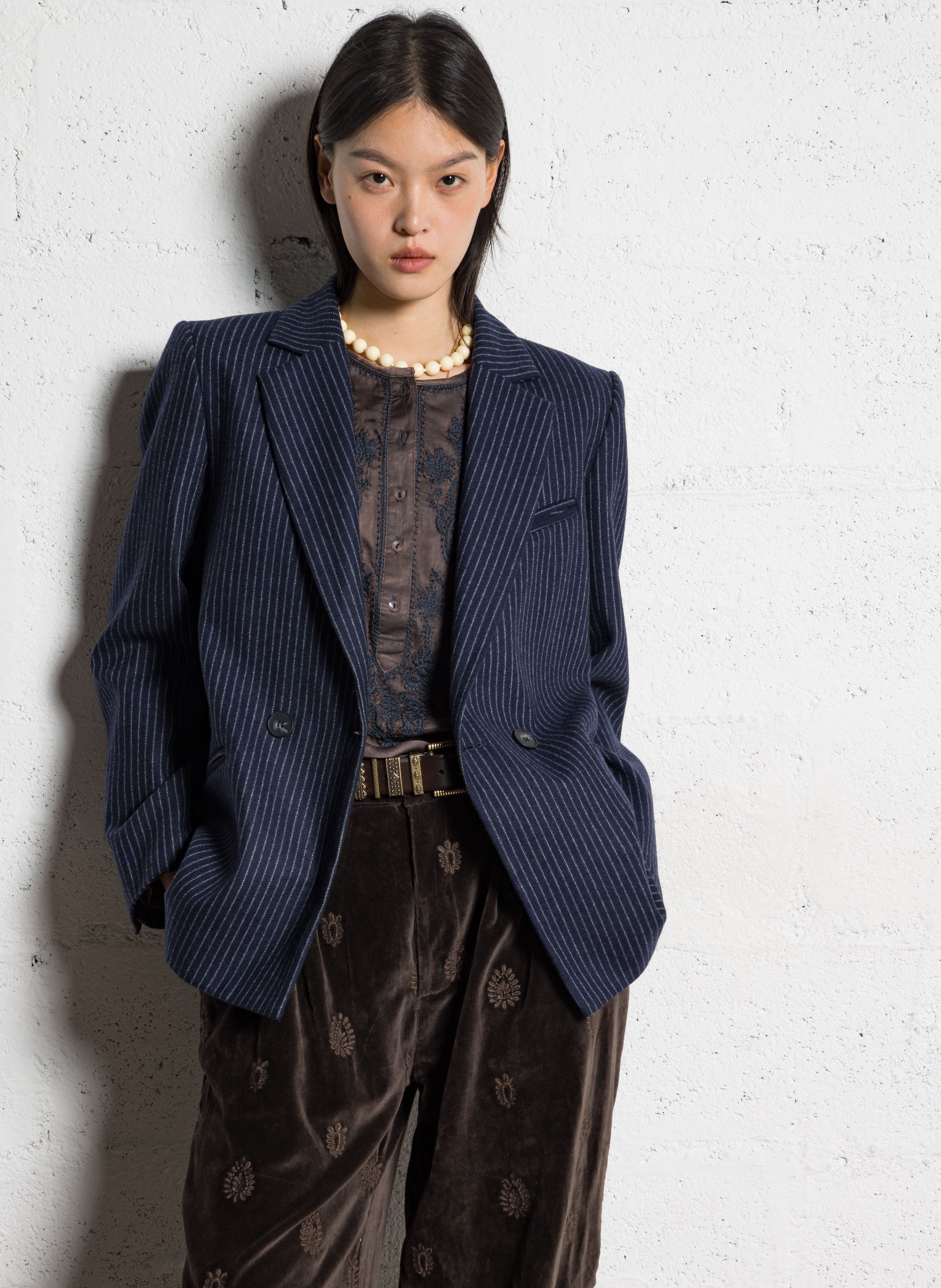 Fitted wool-blend suit jacket MAISON HOTEL Blue
