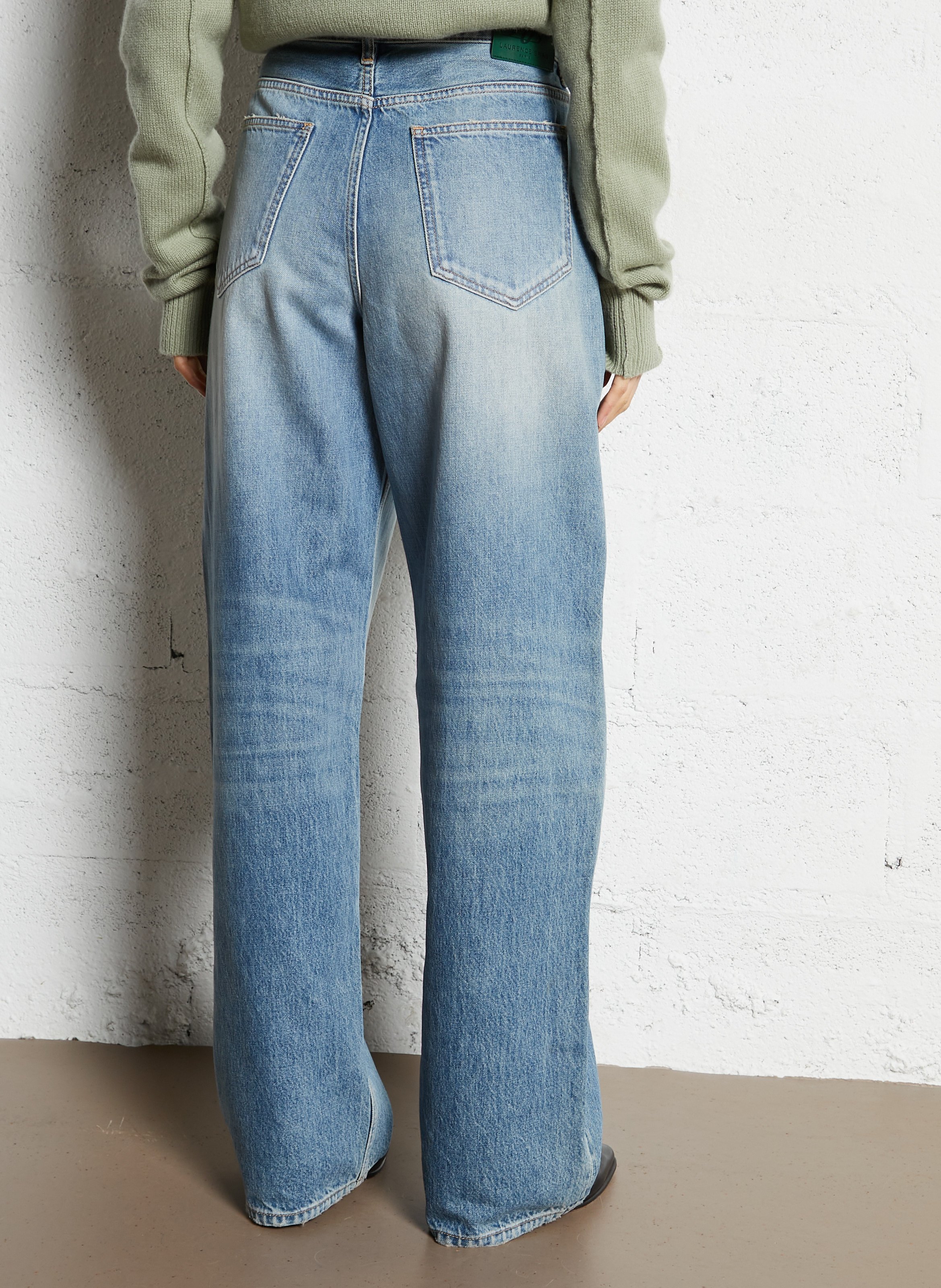 Jean droit en coton LAURENCE BRAS Bleu