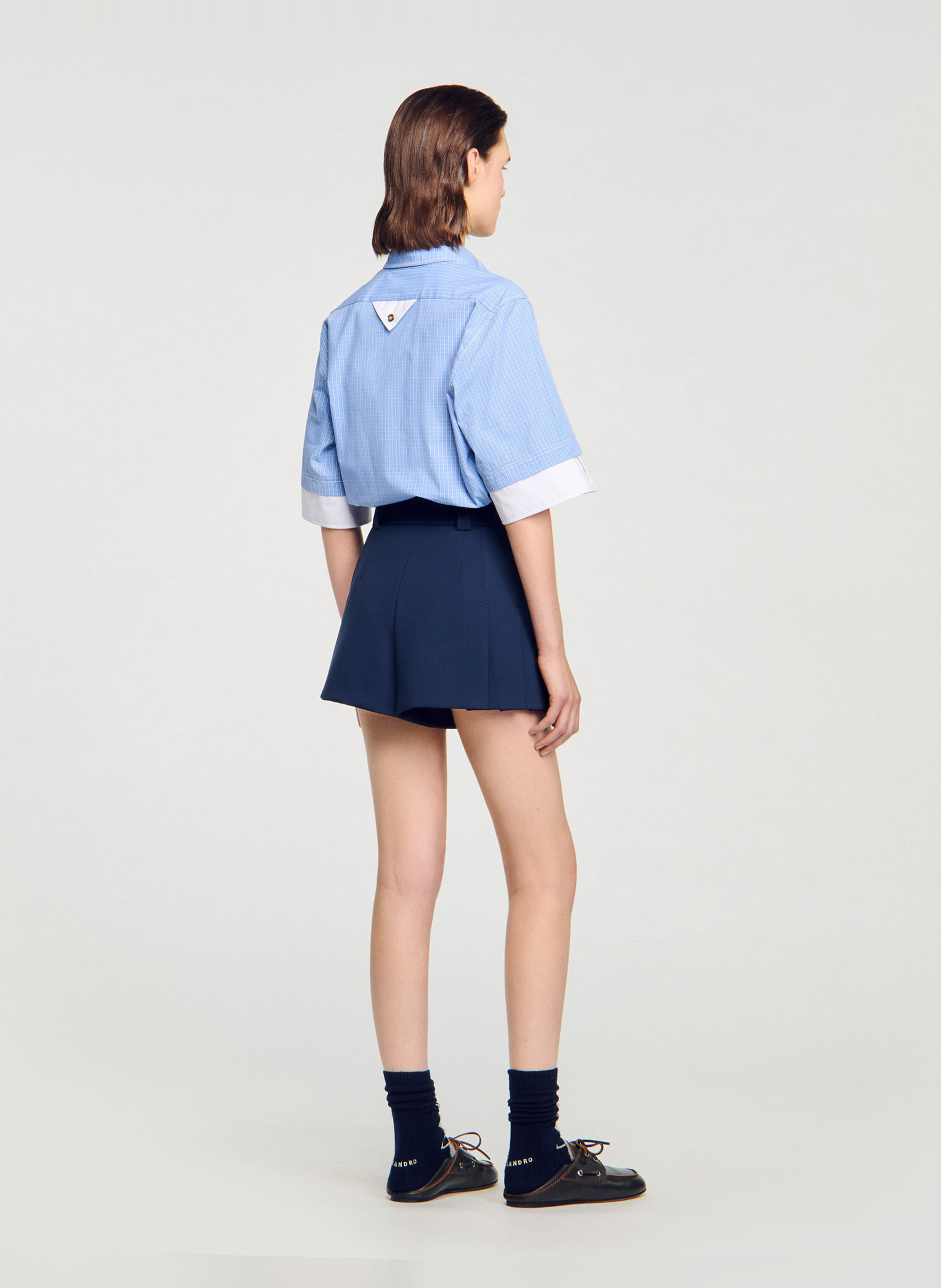 Short court plissé SANDRO Bleu