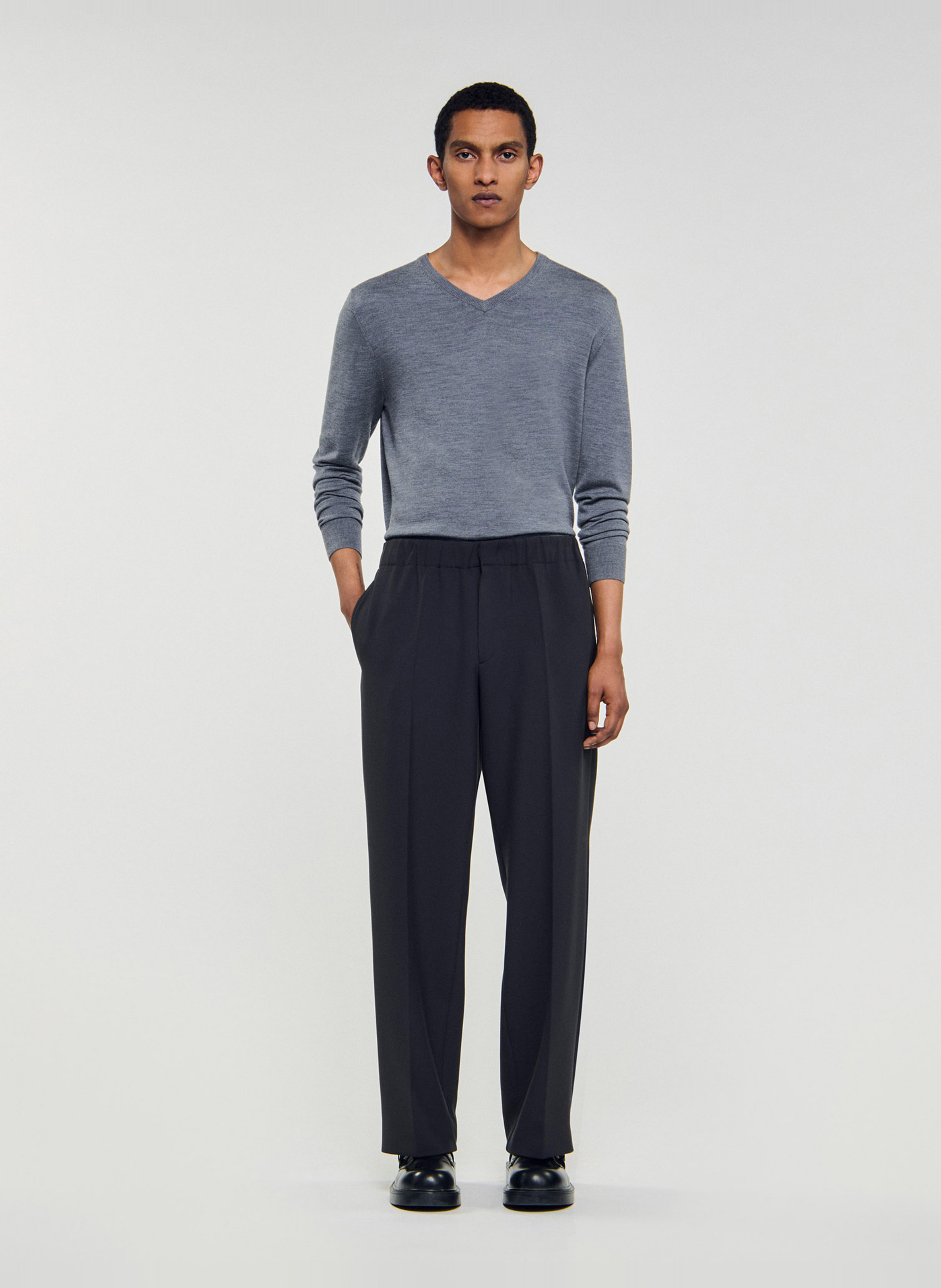 Wijde broek van jersey SANDRO Grijs