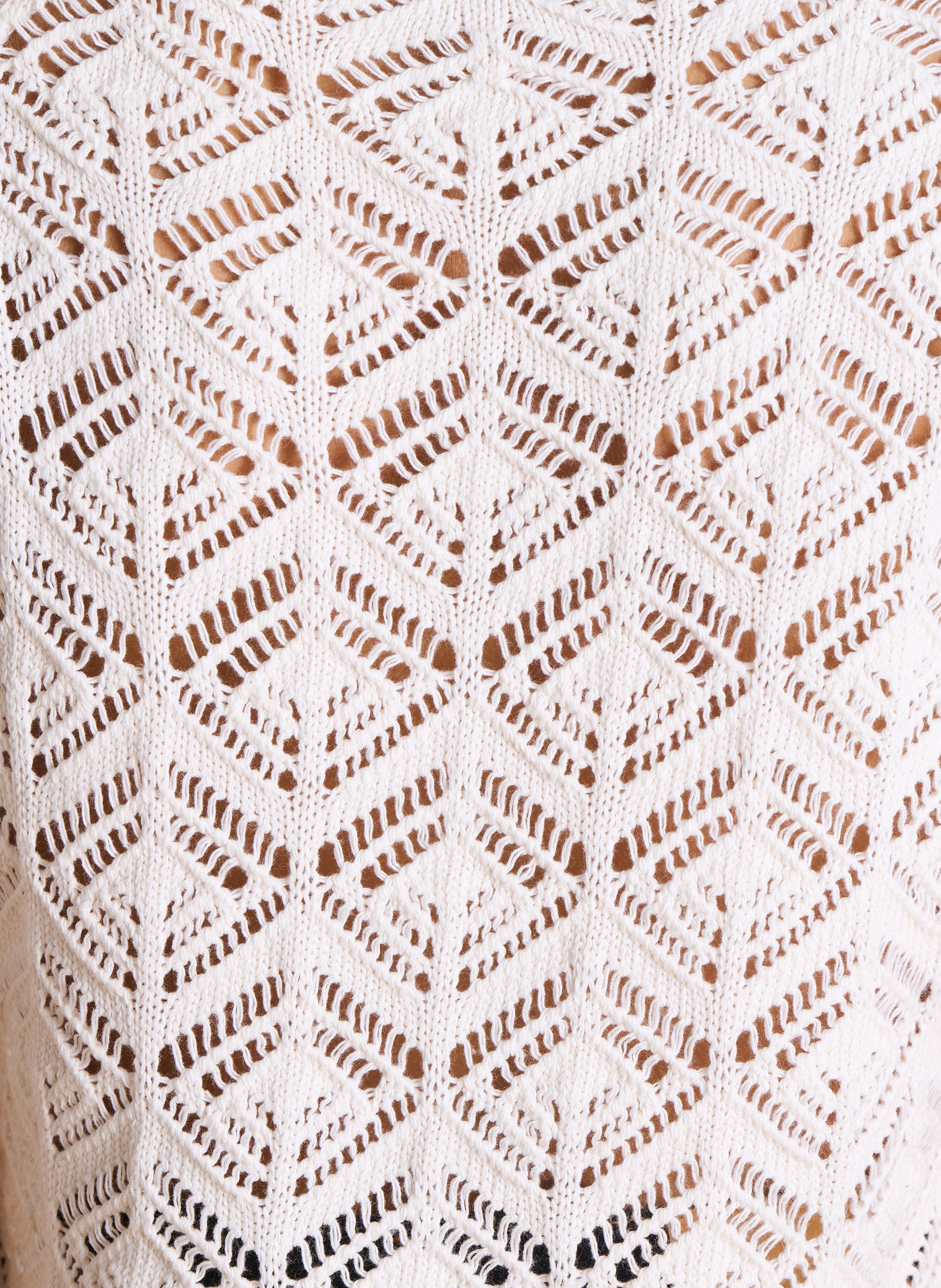 Pull col rond en maille ajourée LA FEE MARABOUTEE Blanc