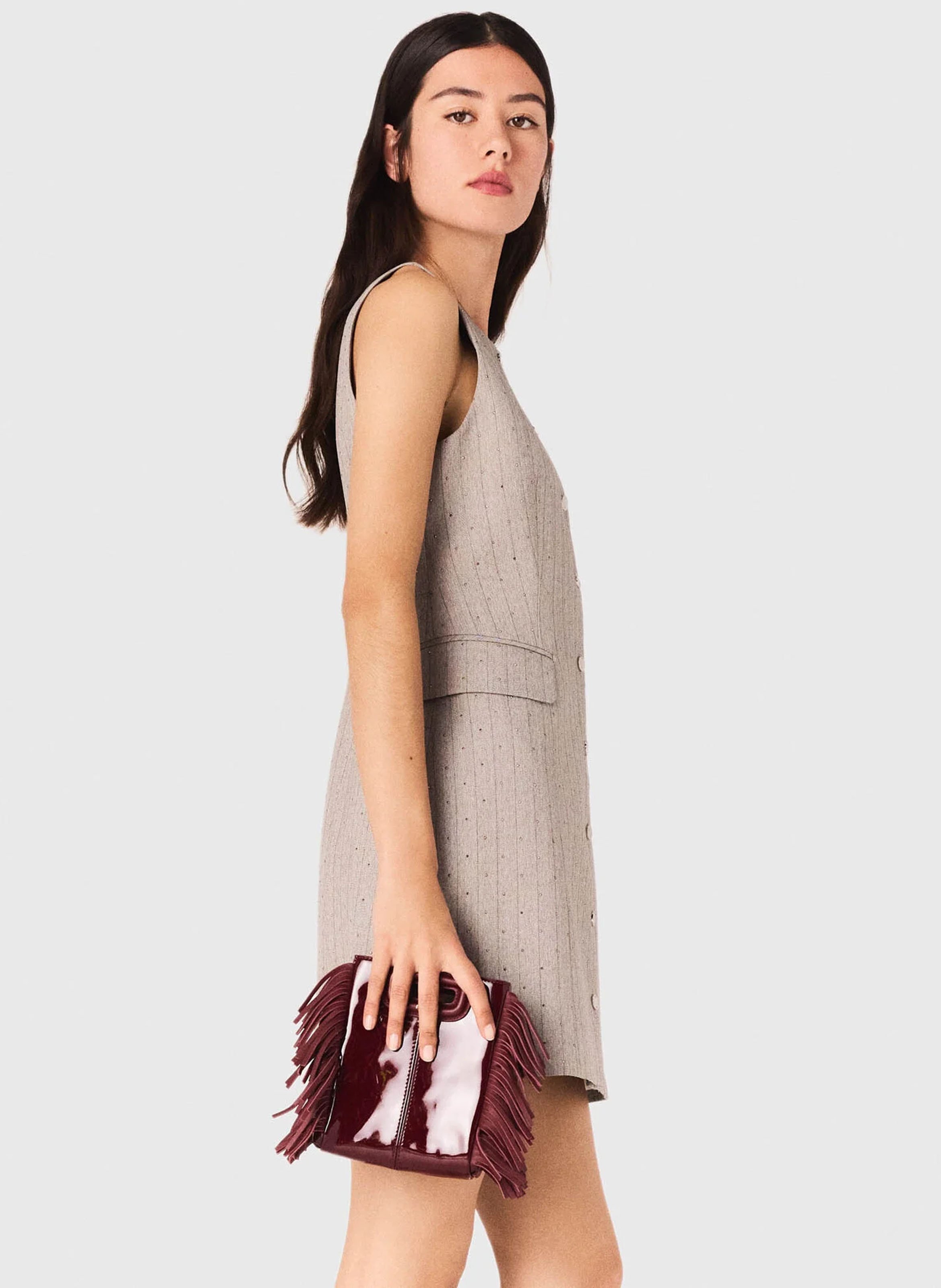 Short straight striped wool dress MAJE Grey