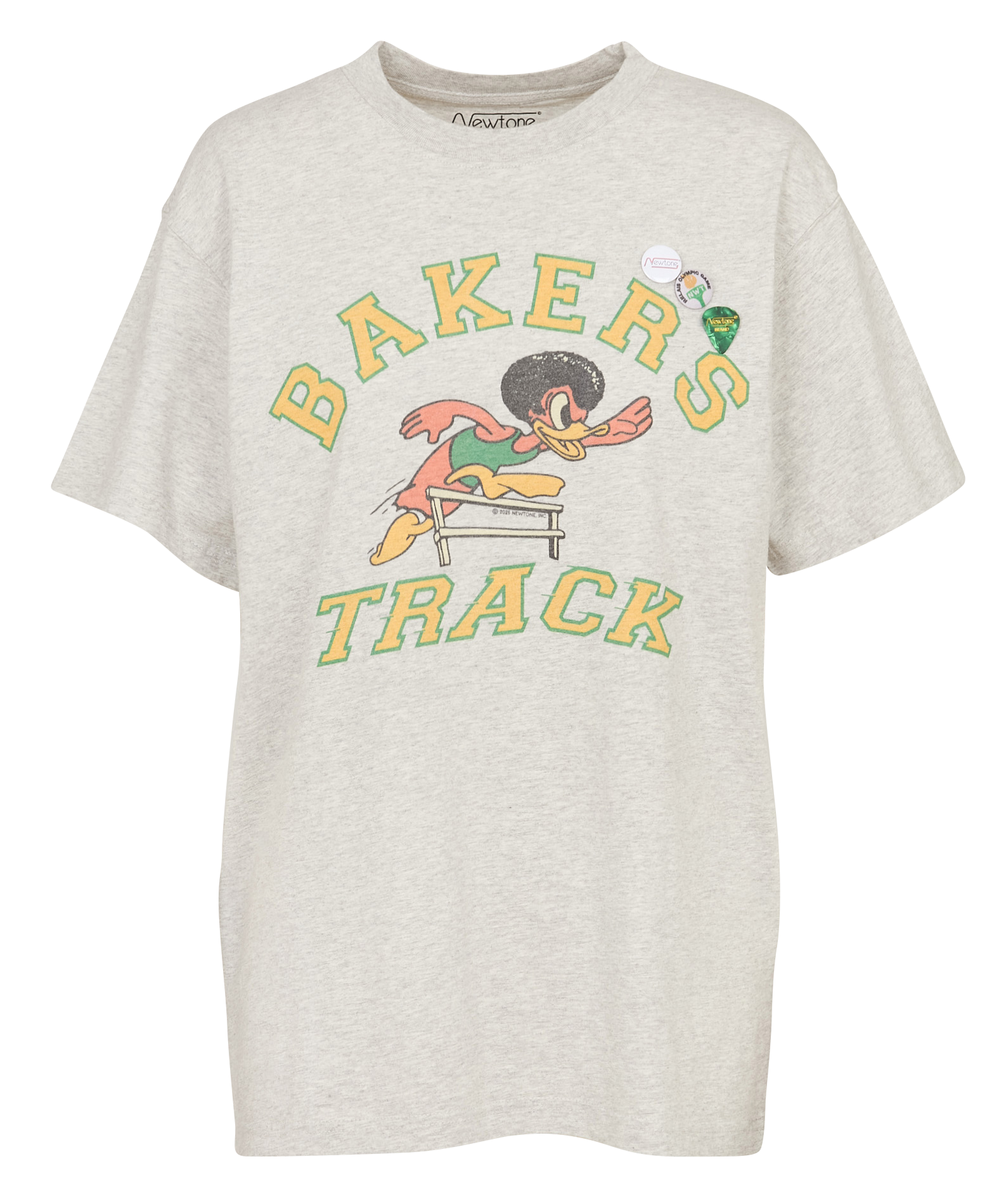 Tee-shirt droit col rond sérigraphié en coton NEWTONE Gris