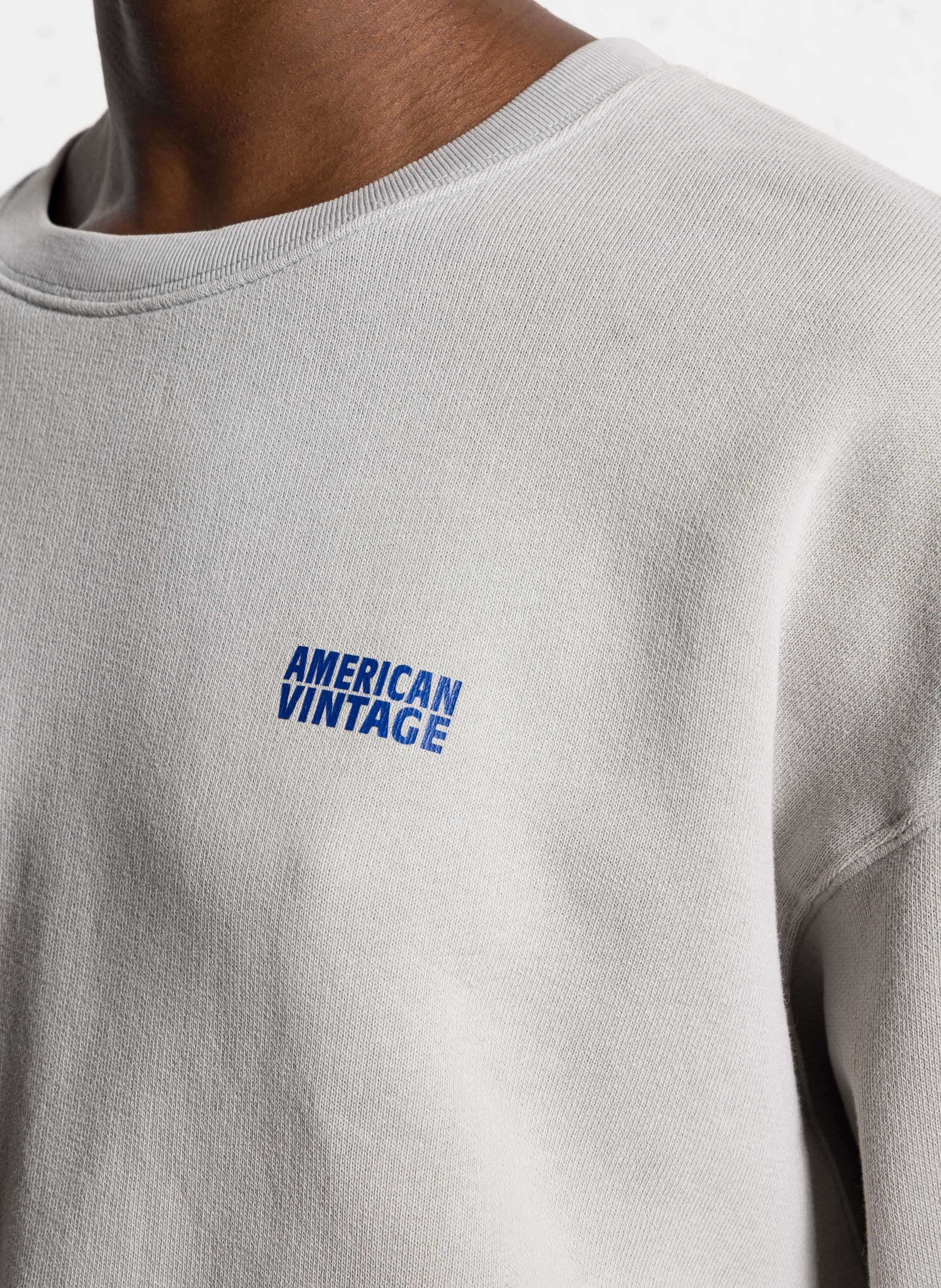 Sweat court col rond en coton mélangé  AMERICAN VINTAGE Gris