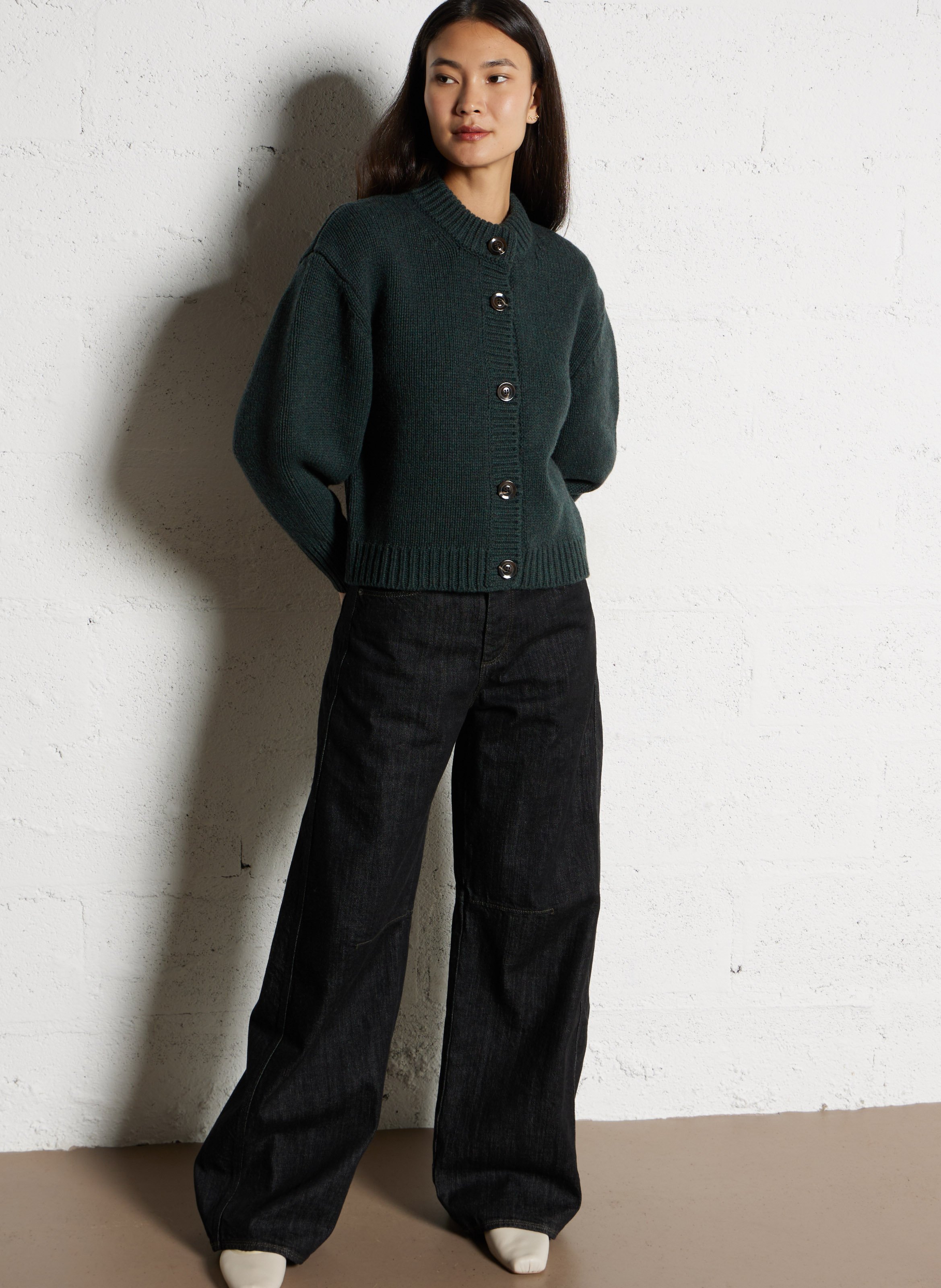 Cardigan col rond en laine SOEUR Vert