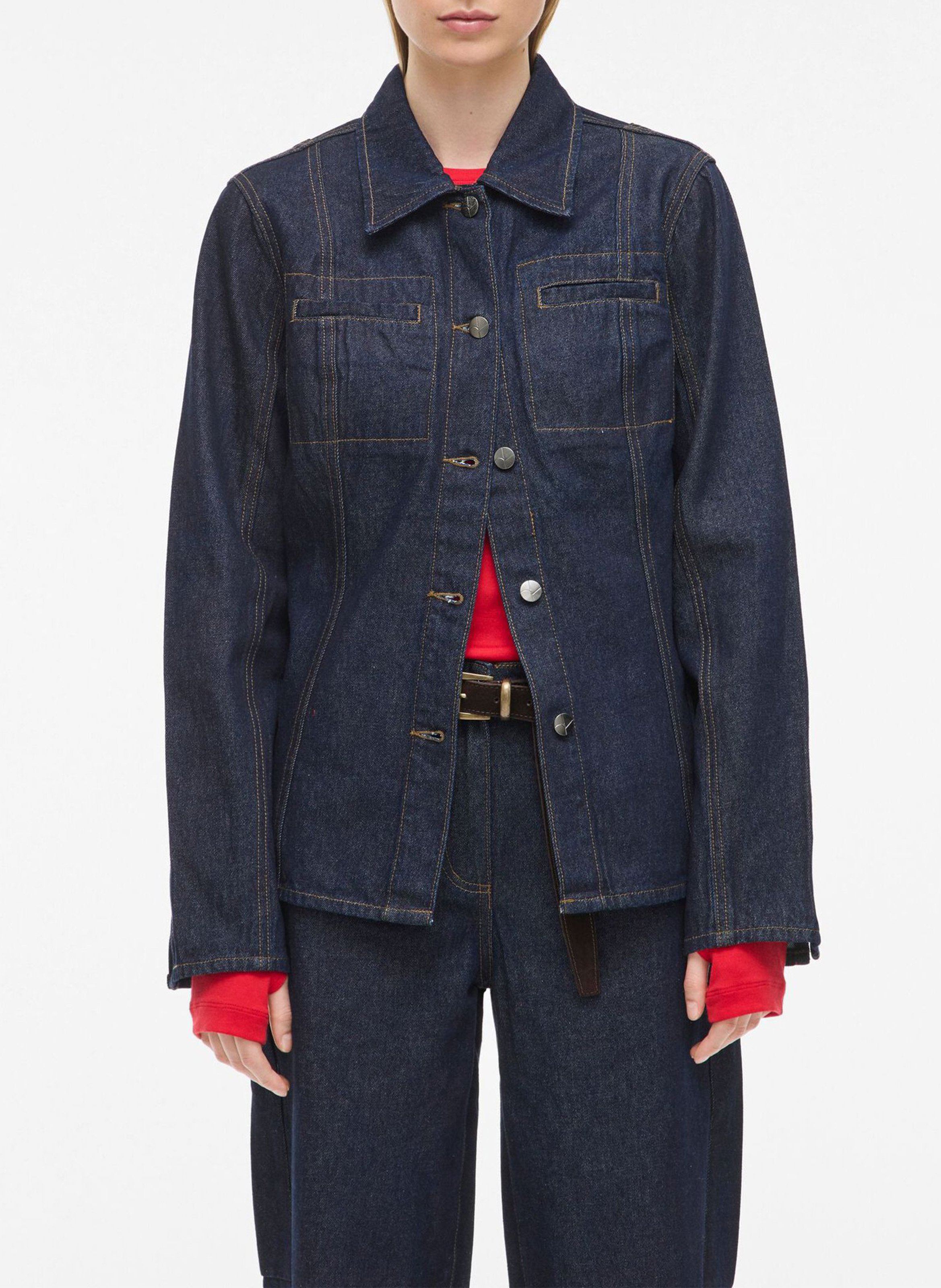 Classic collar shirt in cotton denim ROUGE EDIT Blue
