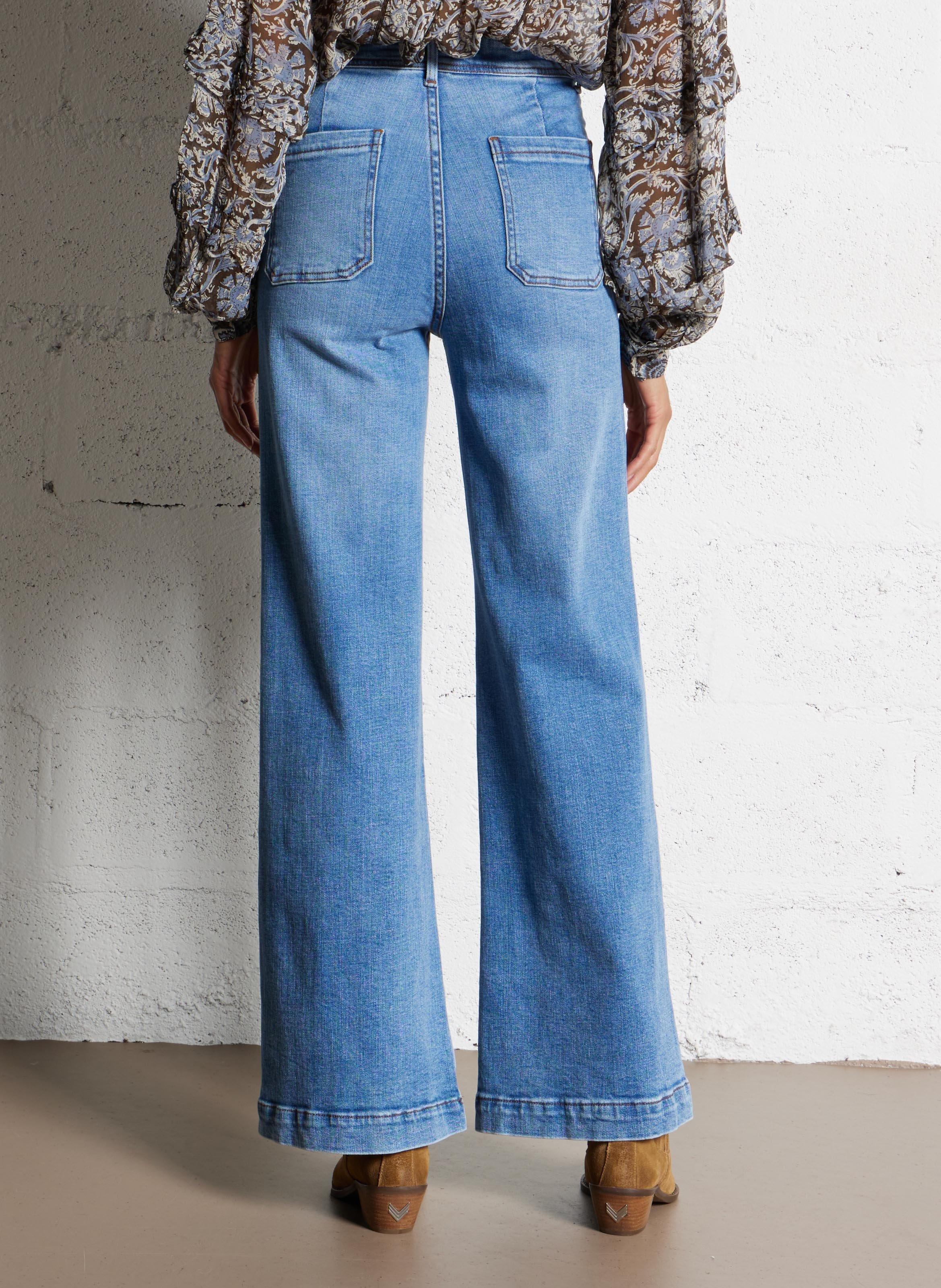 Wijde uitlopende jeans met gevlochten zakken MAISON HOTEL Blauw