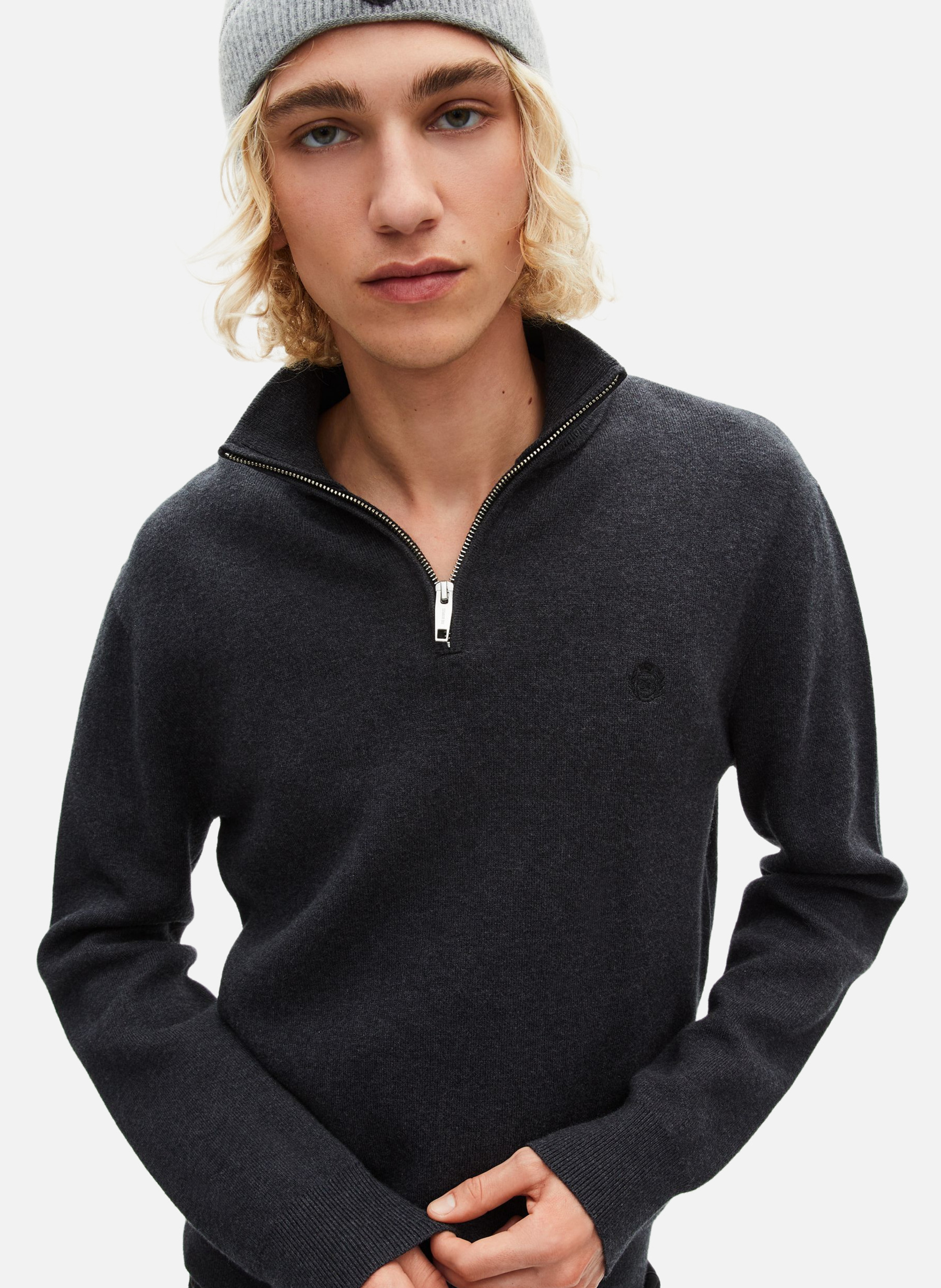 Double-sided trucker collar sweater THE KOOPLES Grey