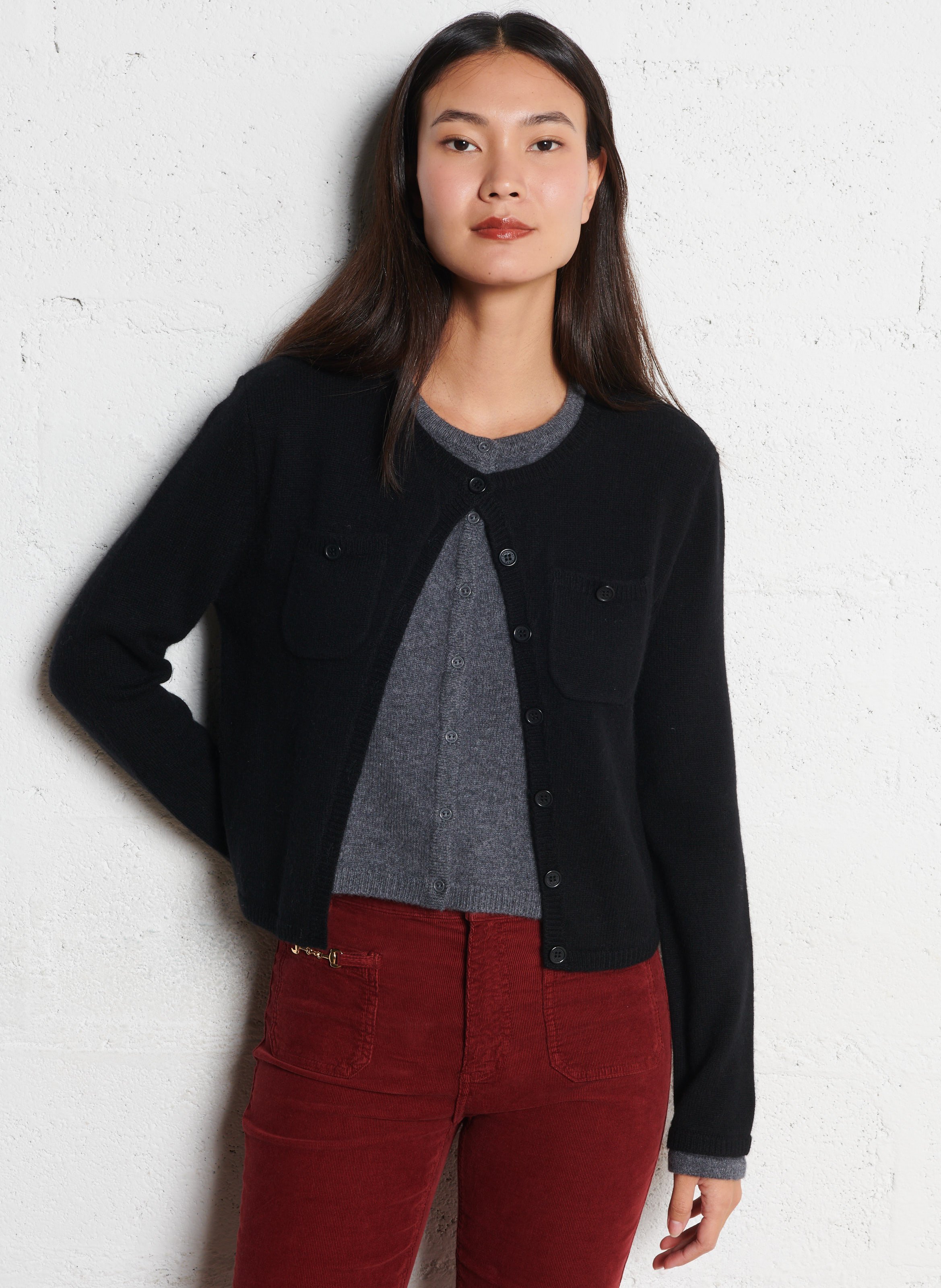 Rundhalsausschnittweste aus Wolle und Kaschmirgemisch BERENICE