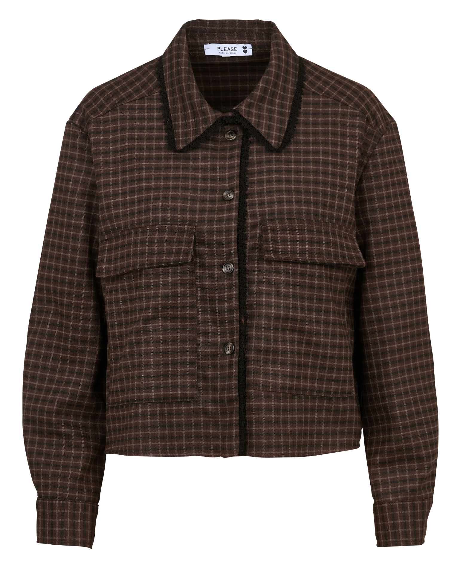 Kort, geruit hemd PLEASE Bruin